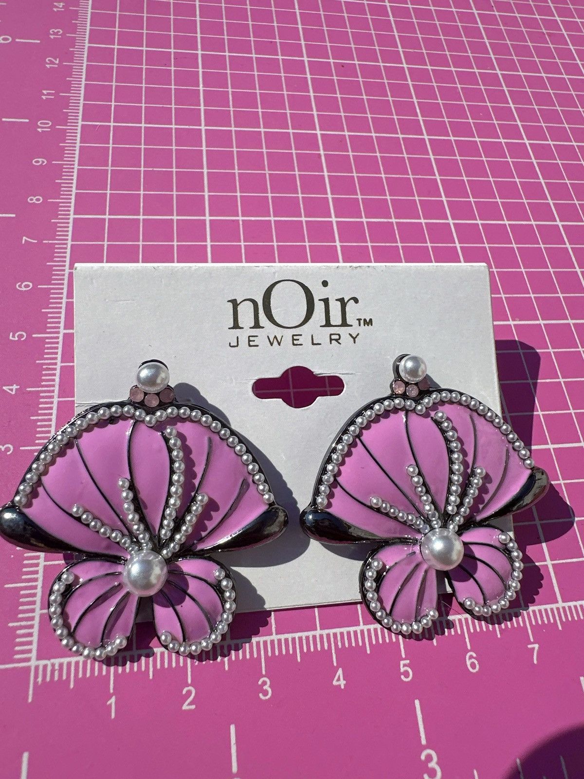 Designer nOir Jewelry Purple pink flower White pearls edge black Size ONE SIZE - 3 Thumbnail
