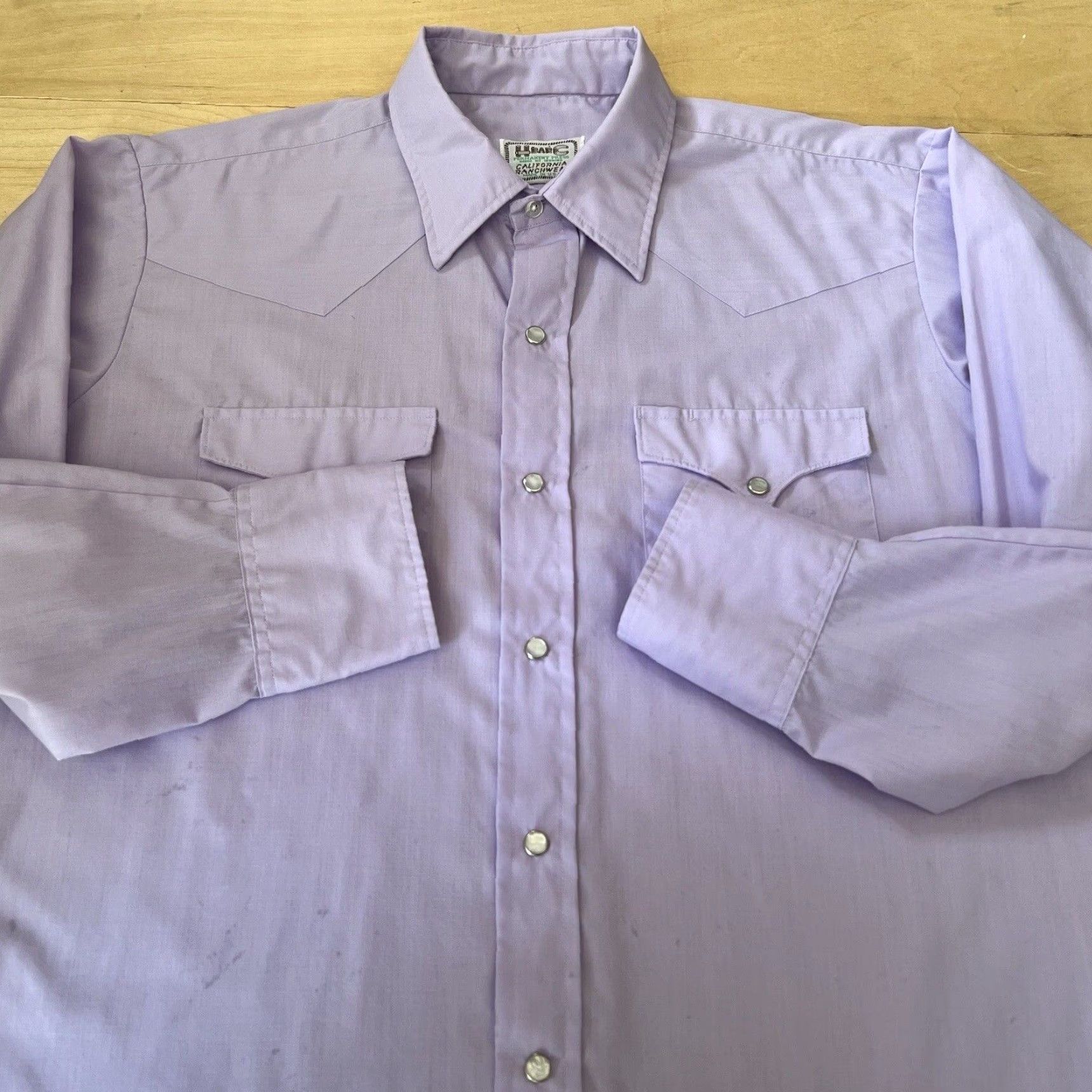 Vintage VINTAGE H Bar C Pearl Snap Shirt 16.5 Purple 80s Western USA Cowboy Shirt Size US XL / EU 56 / 4 - 4 Thumbnail