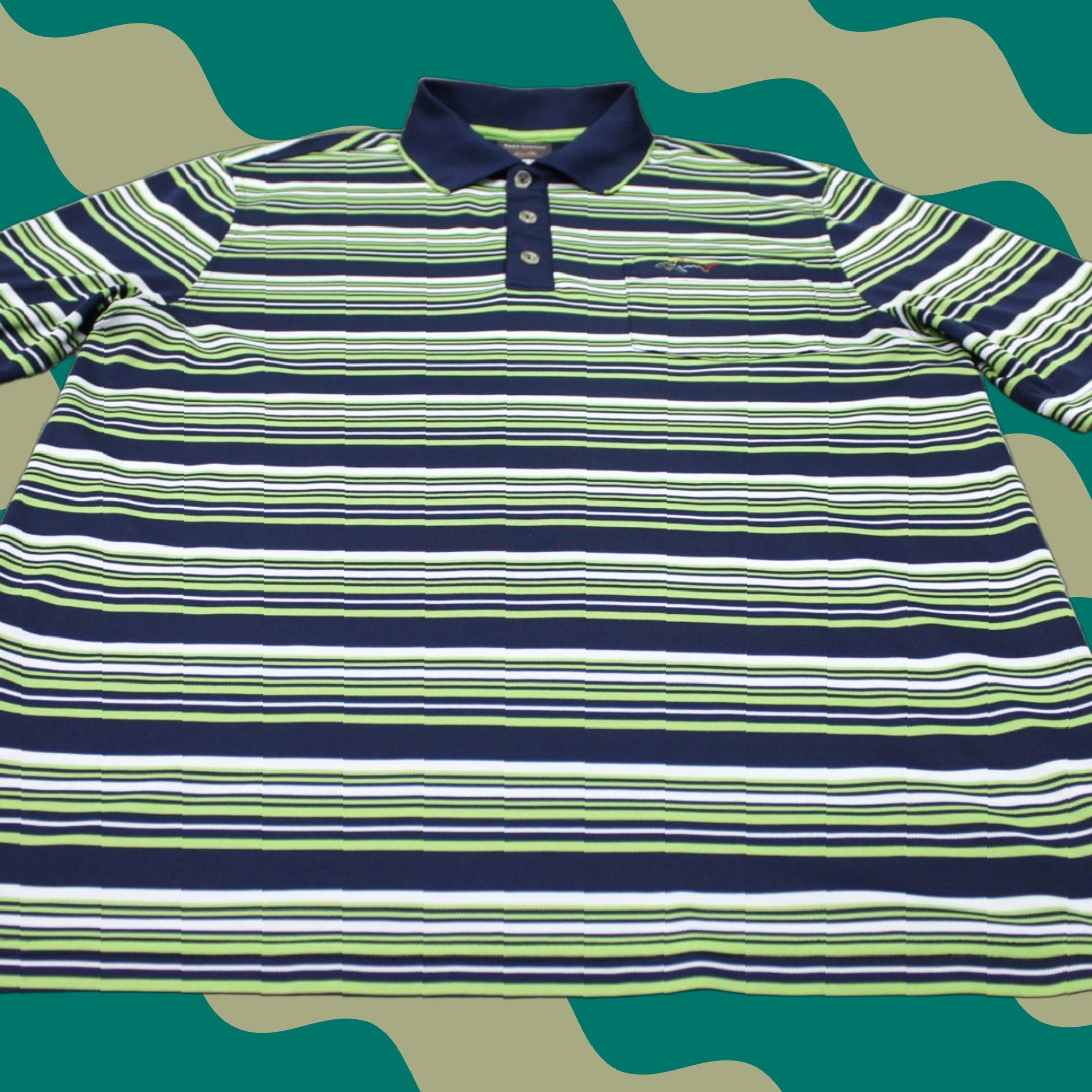 Tasso Elba Greg Norman for Tasso Elba Polo Shirt Mens Medium Green/Blue PlayDry S/S Pullover Size US M / EU 48-50 / 2 - 1 Thumbnail