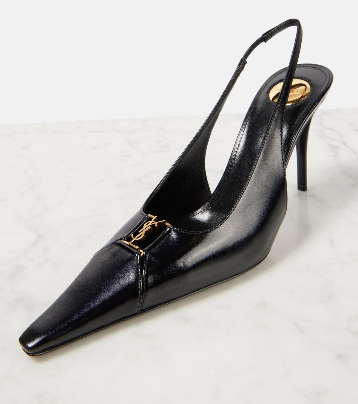 Saint Laurent Paris Babylone Breteuil 90 leather slingback pumps Size US 8.5 / IT 38.5 - 4 Thumbnail