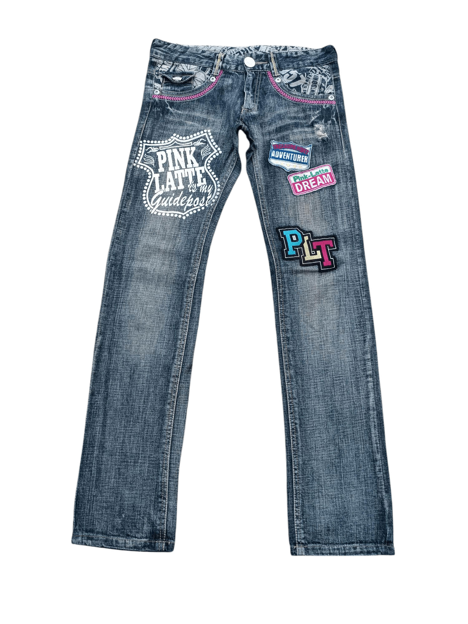 Japanese Brand × Vintage Japanese Skinny Denim Jeans PINK LATTE Patchworks E214 Size US 30 / EU 46 - 2 Thumbnail
