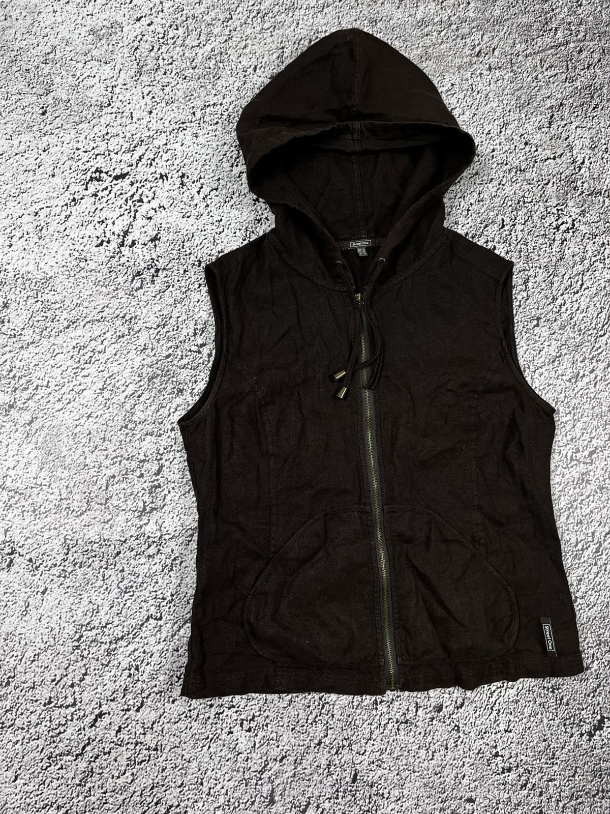 Vintage Vintage Y2K Linen hooded zip up vest Yohji style avantgarde Size L / US 10 / IT 46 - 2 Thumbnail