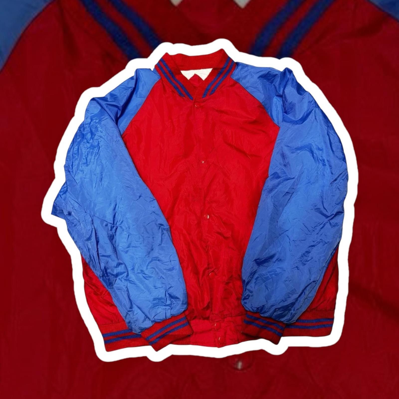 Designer Athletic Works Red and Blue Nylon Bomber Jacket Size US L / EU 52-54 / 3 - 1 Thumbnail