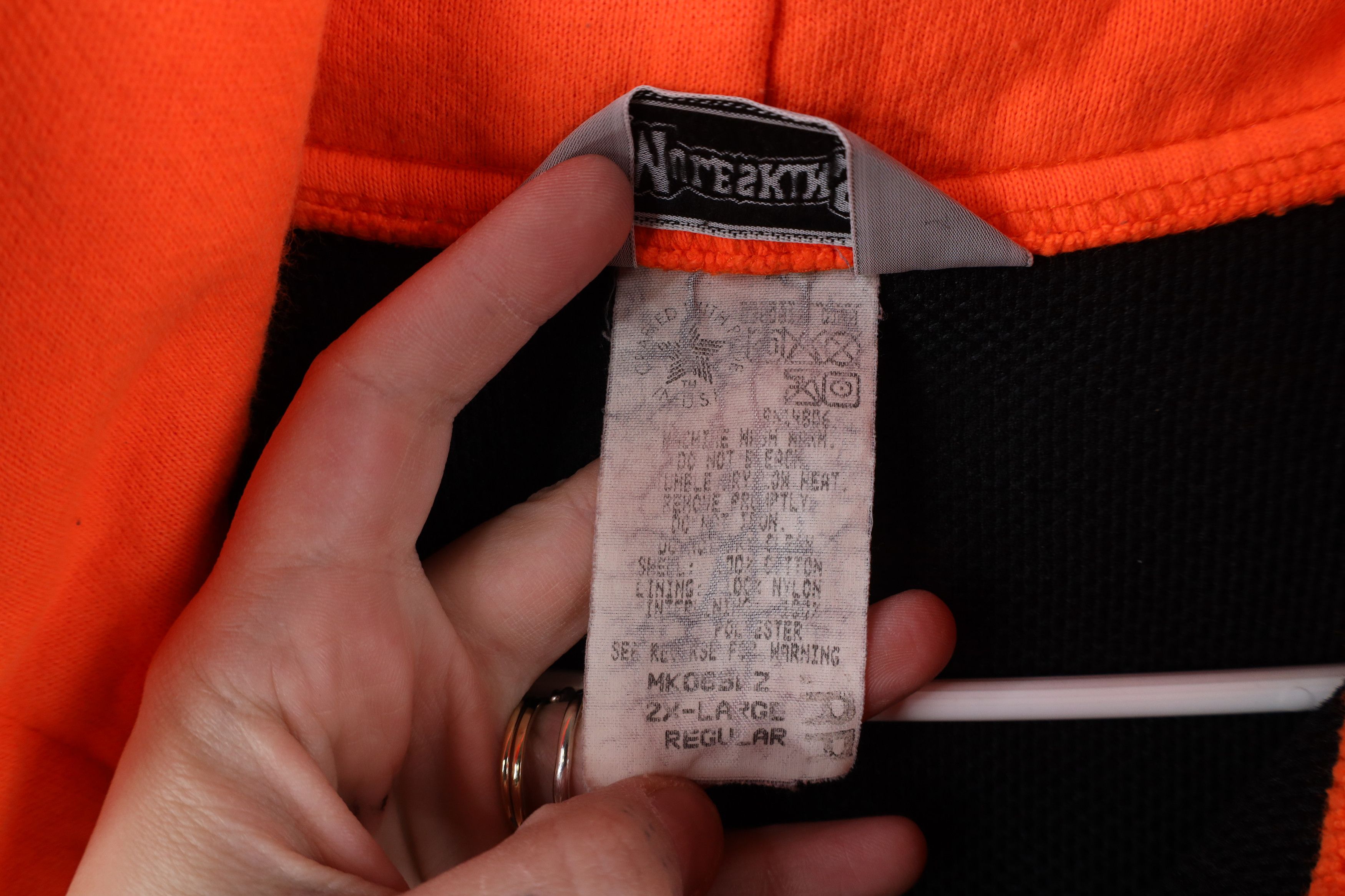 Vintage Vintage 90s Streetwear Full Zip Hoodie Blaze Orange USA Size US XXL / EU 58 / 5 - 10 Thumbnail