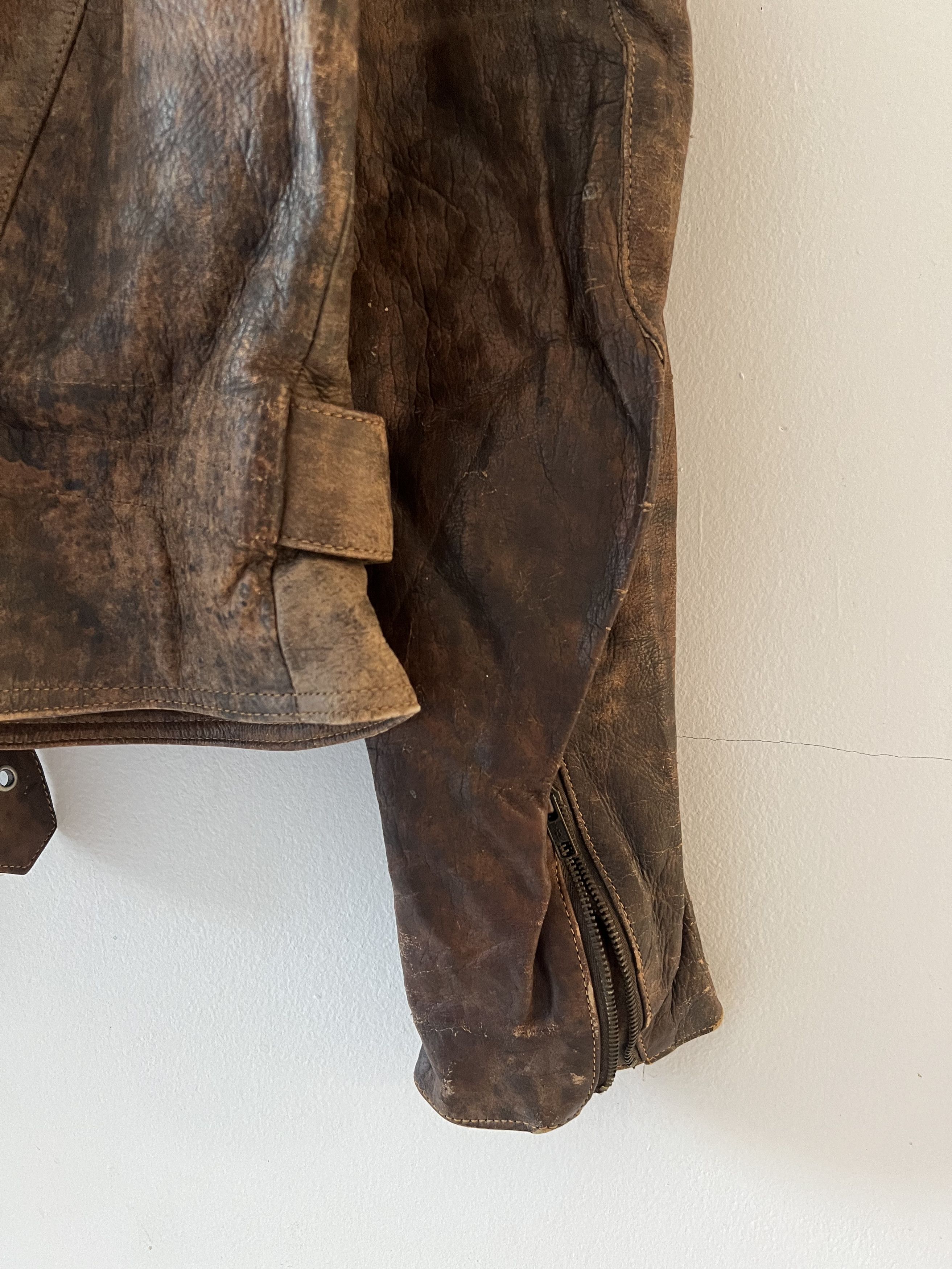 Indian Motorcycle × Vintage THRASHED 80s ECHT LEDER MOTORCYCLE LEATHER JACKET Size US M / EU 48-50 / 2 - 9 Thumbnail