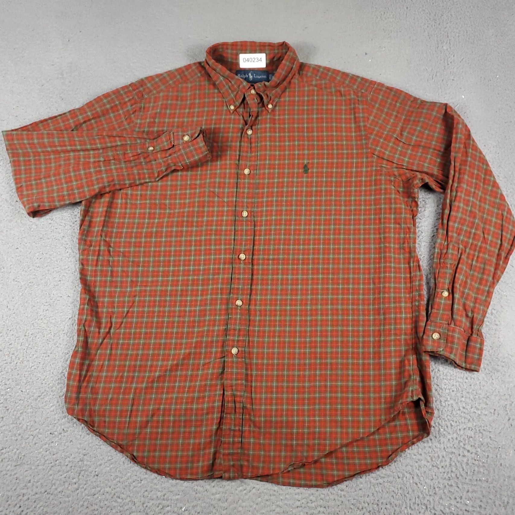 Ralph Lauren Ralph Lauren Shirt Mens XL Orange Plaid Button-Up Long Sleeve Casual Classic Preppy Pony Logo Button-Up Mens XL Orange Plaid Shirt Size US XL / EU 56 / 4 - 3 Thumbnail