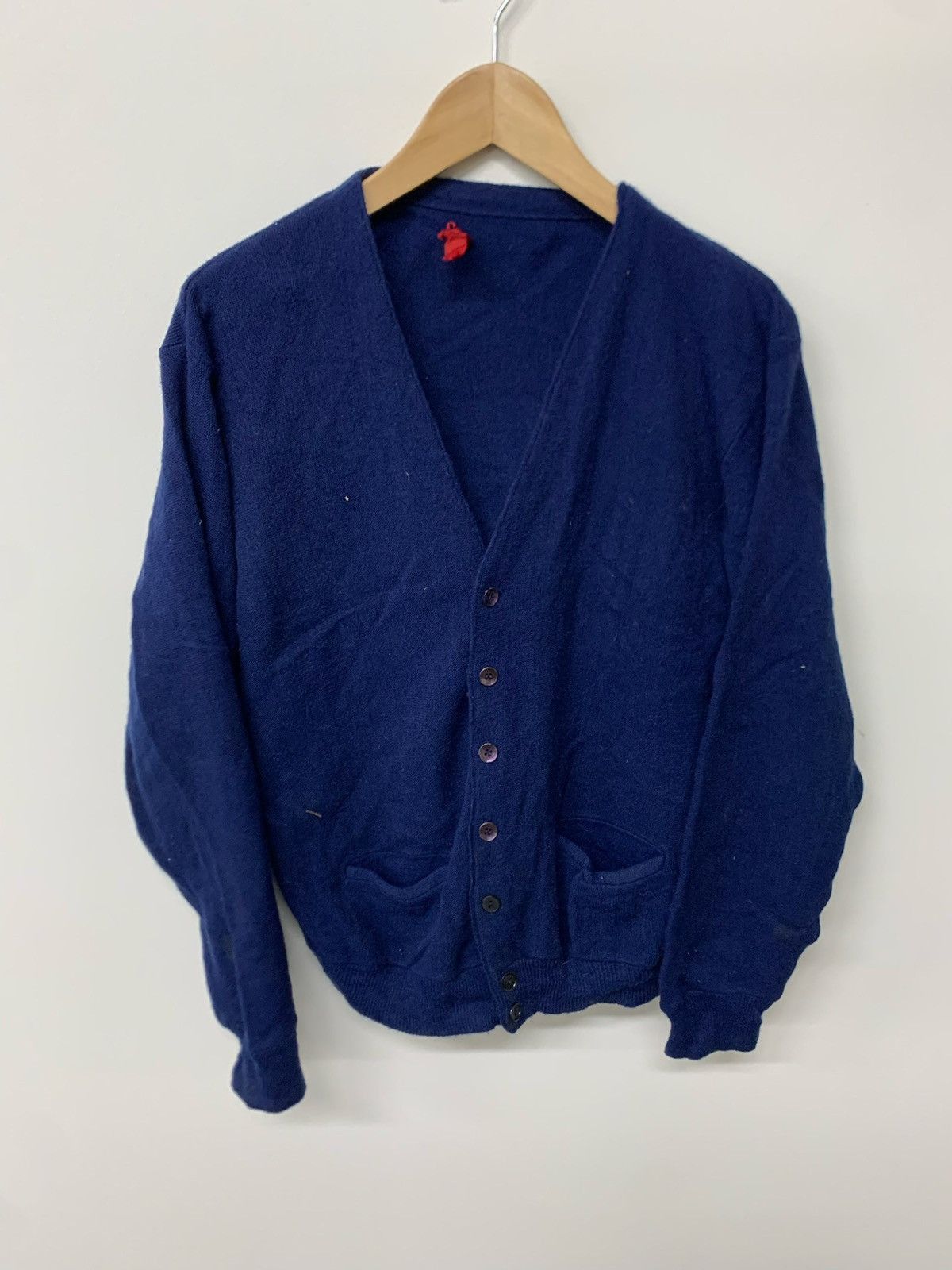 Vintage Vintage 1970s Navy Knit Cardigan Sweater Size US M / EU 48-50 / 2 - 1 Thumbnail