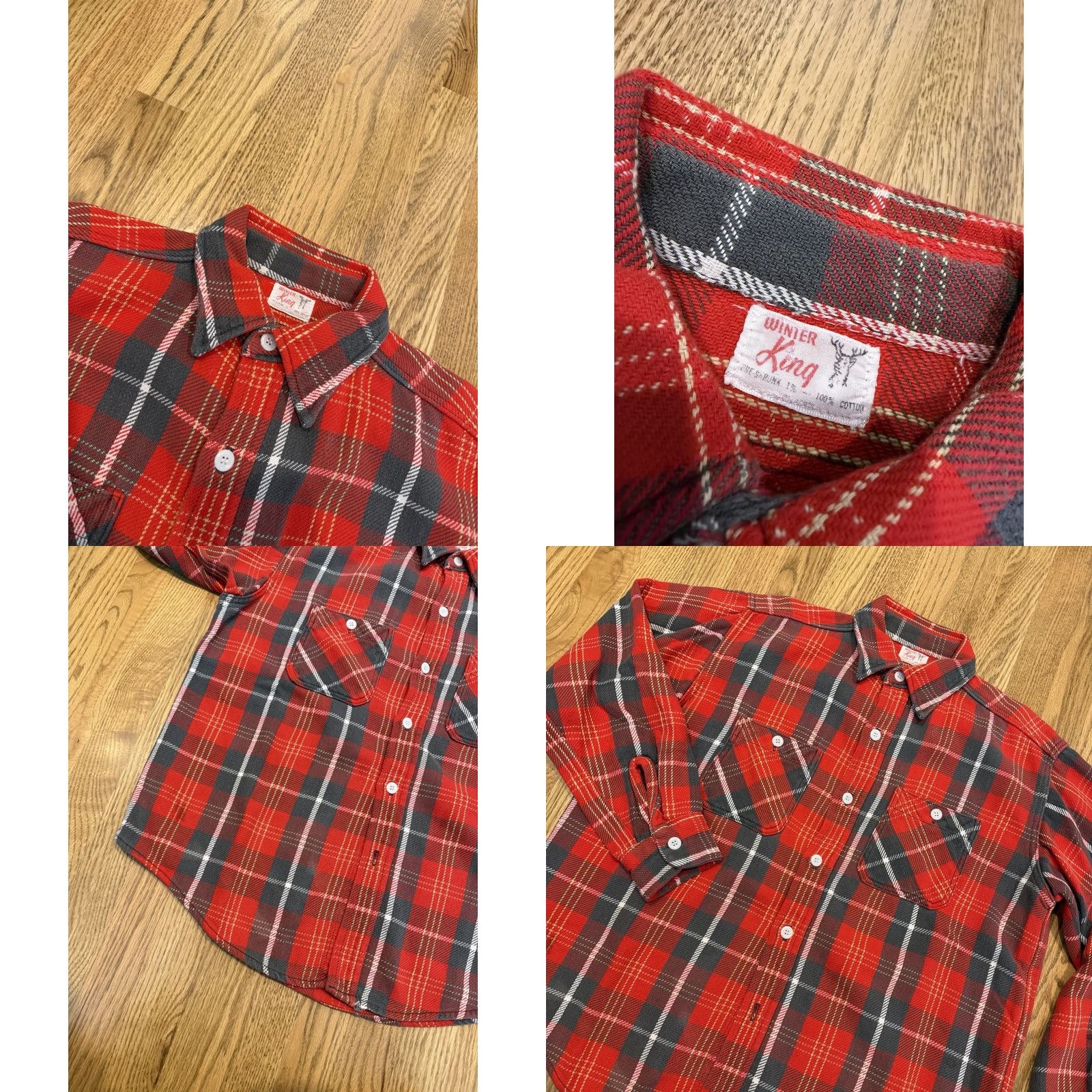 Vintage VINTAGE Winter King Cotton Flannel Shirt Plaid Long Sleeve Mens S Red Button-Up 60s 50s Retro Size US S / EU 44-46 / 1 - 8 Thumbnail