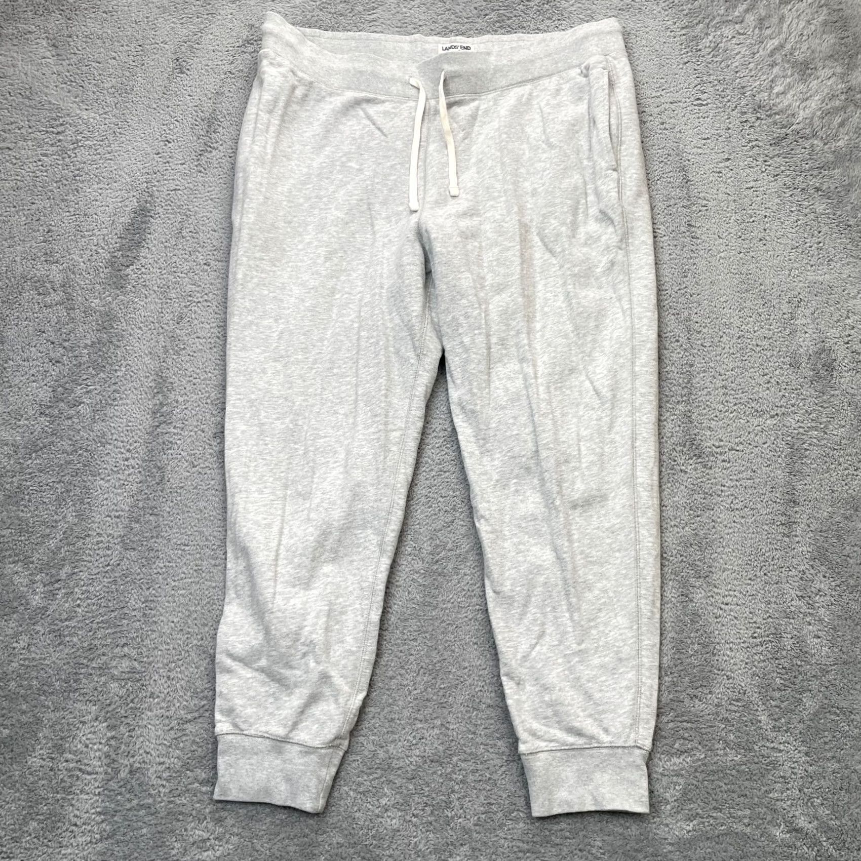 Lands' End Lands' End Pants Womens XL Gray Jogger Drawstring Comfort Pockets Tapered Front Flat Front City Preppy Sports Boy Mens Women Girls Size 40" / US 18 - 2 Thumbnail