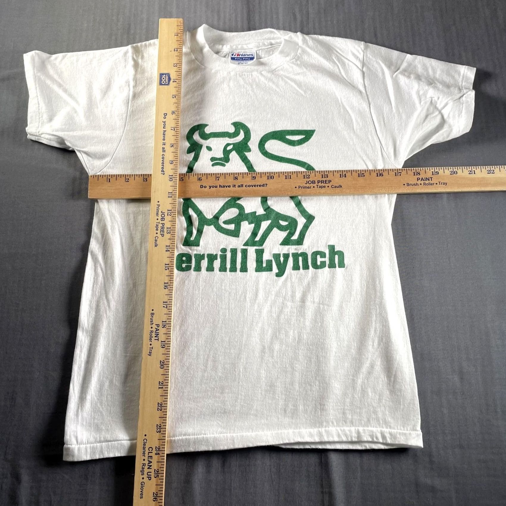 Hanes VINTAGE Merrill Lynch Shirt Mens M White Hanes Fifty-Fifty Made USA Tee Size US M / EU 48-50 / 2 - 5 Thumbnail