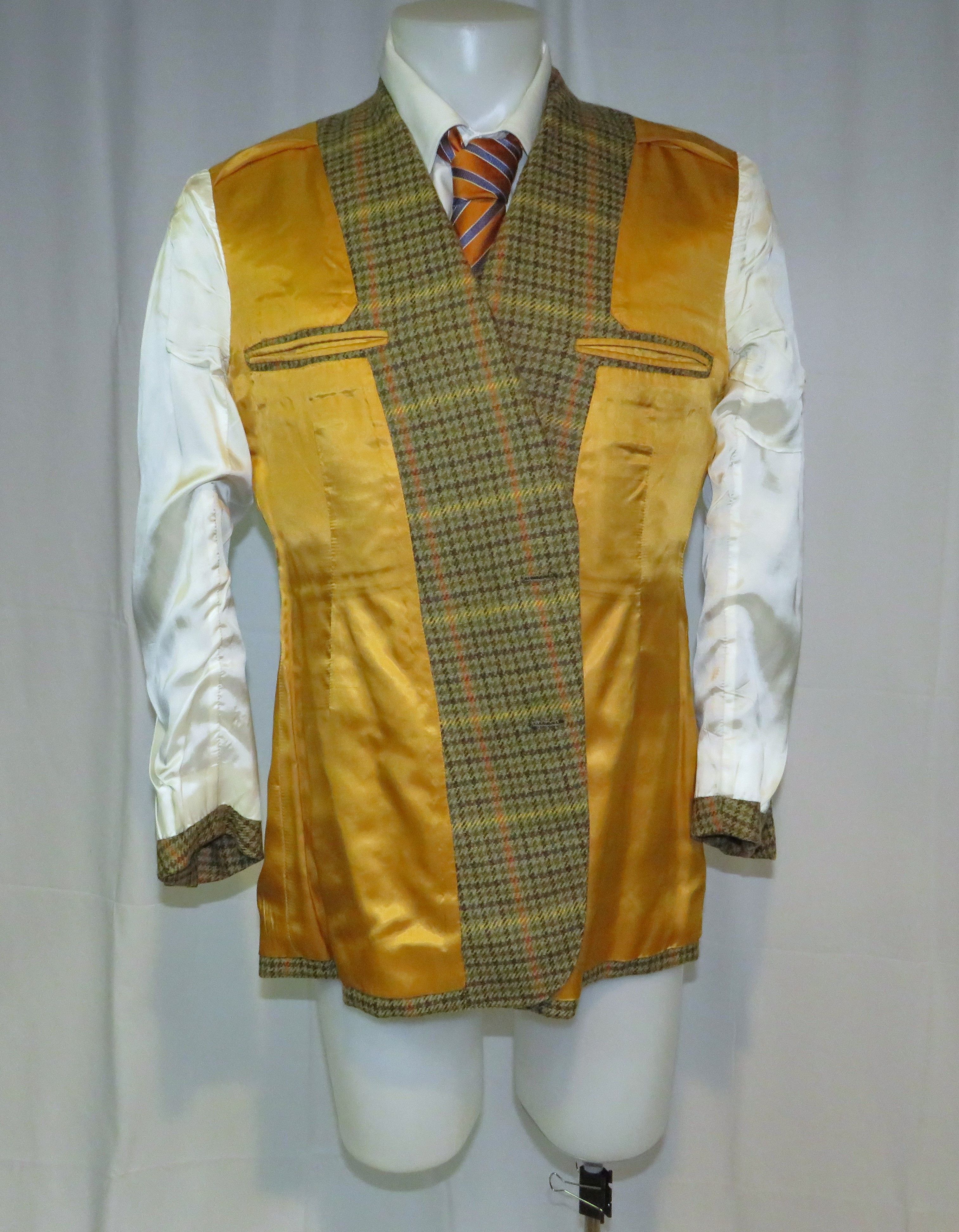 Savile Row B. Burstow Brown Gun Check Plaid Two Button Sport Coat Size 40L - 11 Thumbnail