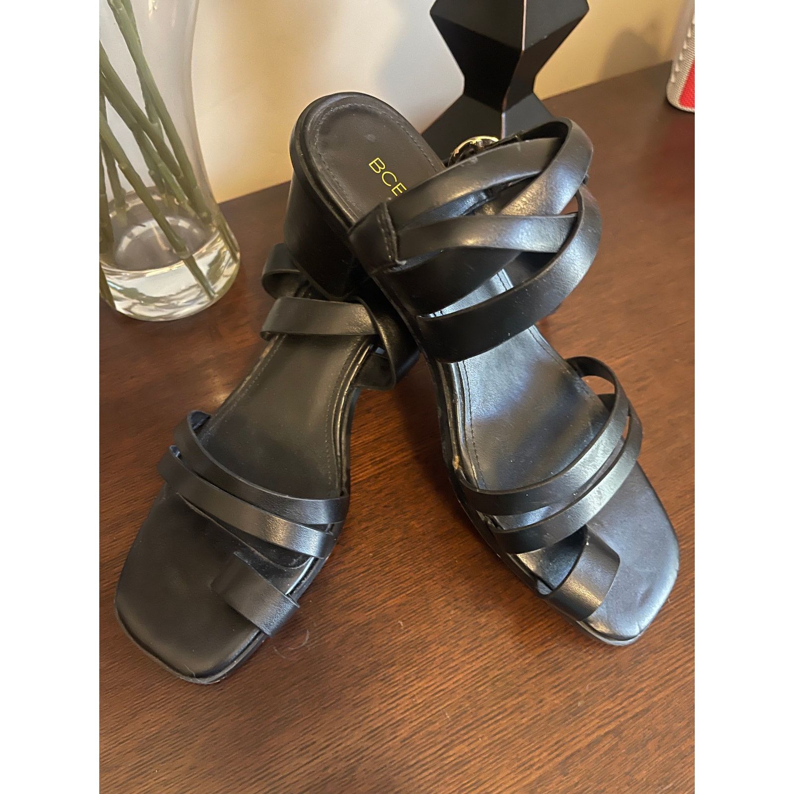 BCBGeneration BCBG Generation “Erica Smooth” Strappy Black Sandals Size 8 Size US 8 / IT 38 - 1 Thumbnail
