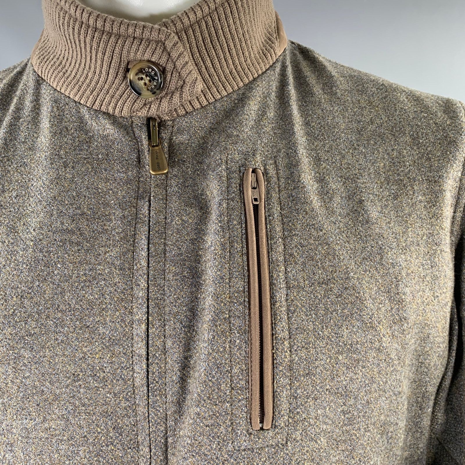 Loro Piana LORO PIANA M Brown Suede Herringbone Wool Reversible Jacket Size US M / EU 48-50 / 2 - 6 Thumbnail