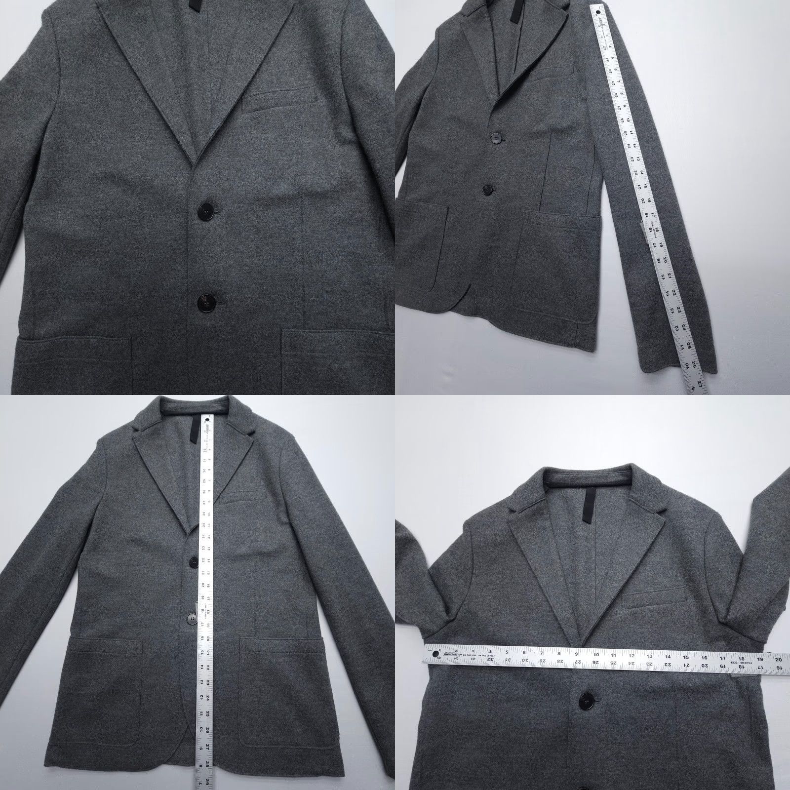 Harris Wharf London Harris Wharf London Blazer Mens 48 Two Button Wool Grey Notch Lapel Regular Single-Breasted Front Flat Front Jacket - Vintage? No Size 48R - 8 Thumbnail