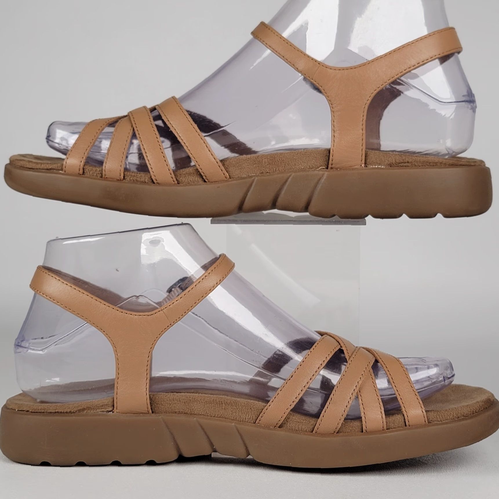 Vintage Aerosoles Sandal Womens Flat Sandals Brown Leather Elastic Slip On Comfort Size 7 Size US 7 / IT 37 - 4 Thumbnail
