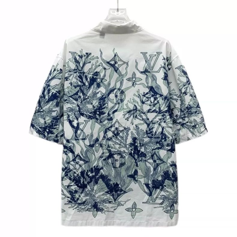 Louis Vuitton Louis Vuitton 23 blue seaweed monogrammed cotton short sle Size US L / EU 52-54 / 3 - 2 Thumbnail