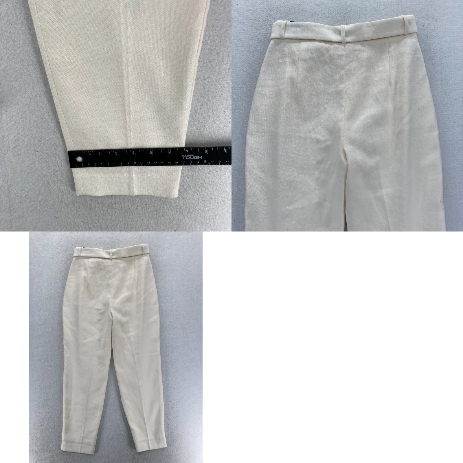 Express Express Ankle Pants Women's 8 Beige Linen Blend Stretch Material Pleated Belted Pants Size 30" / US 8 / IT 44 - 10 Thumbnail