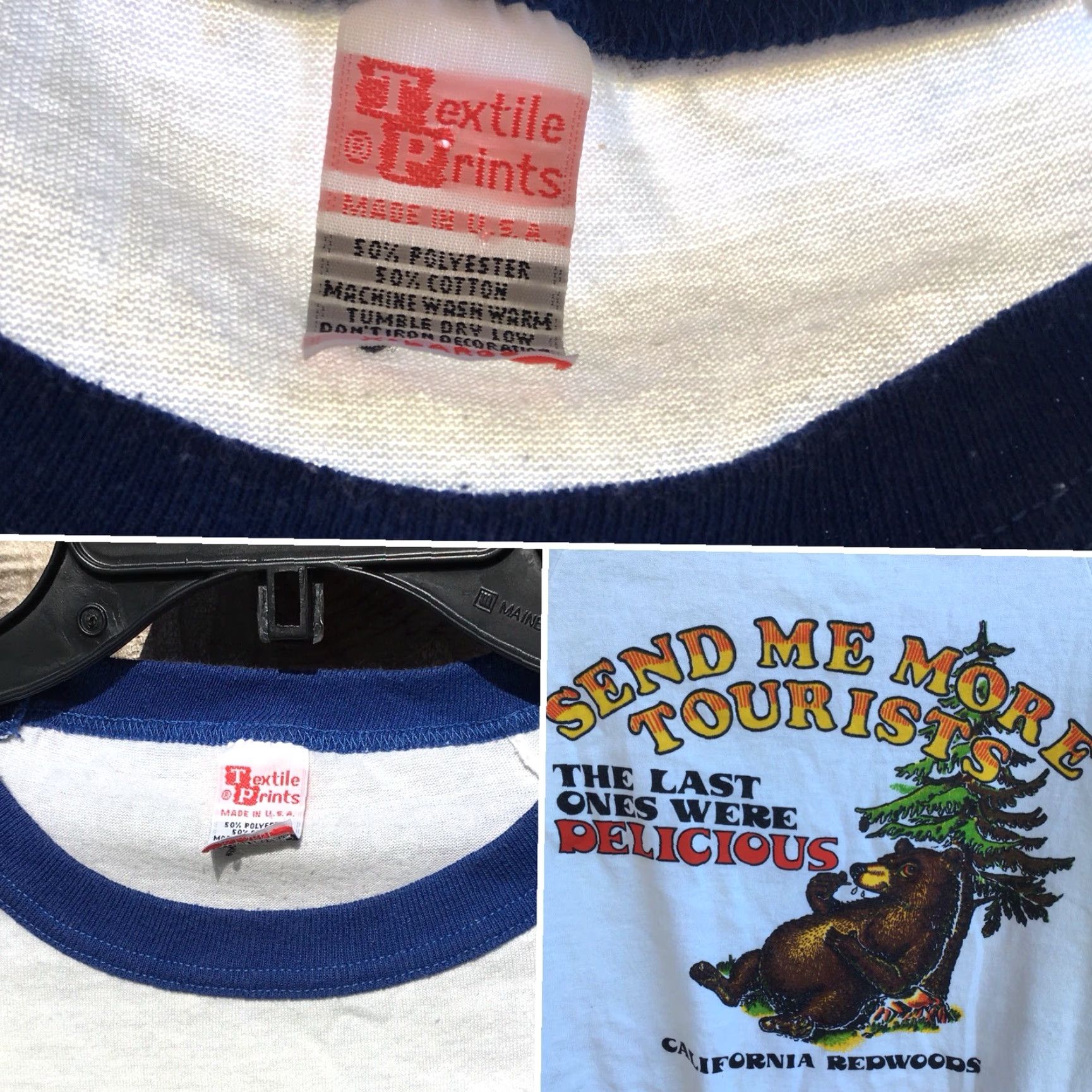 Vintage VINTAGE Textile Prints California Redwoods T Shirt Ringer 80s XL White Mens Graphic Tee Send Me More Tourists Size US XL / EU 56 / 4 - 5 Thumbnail