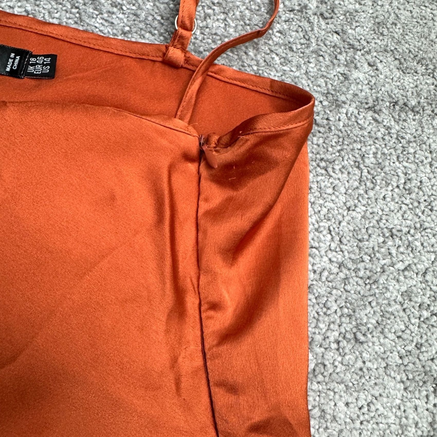 Missguided Missguided Satin Cowl Cami Midi Slip Dress Womens 14 Rust Orange Spaghetti NWT Size XL / US 12-14 / IT 48-50 - 3 Thumbnail