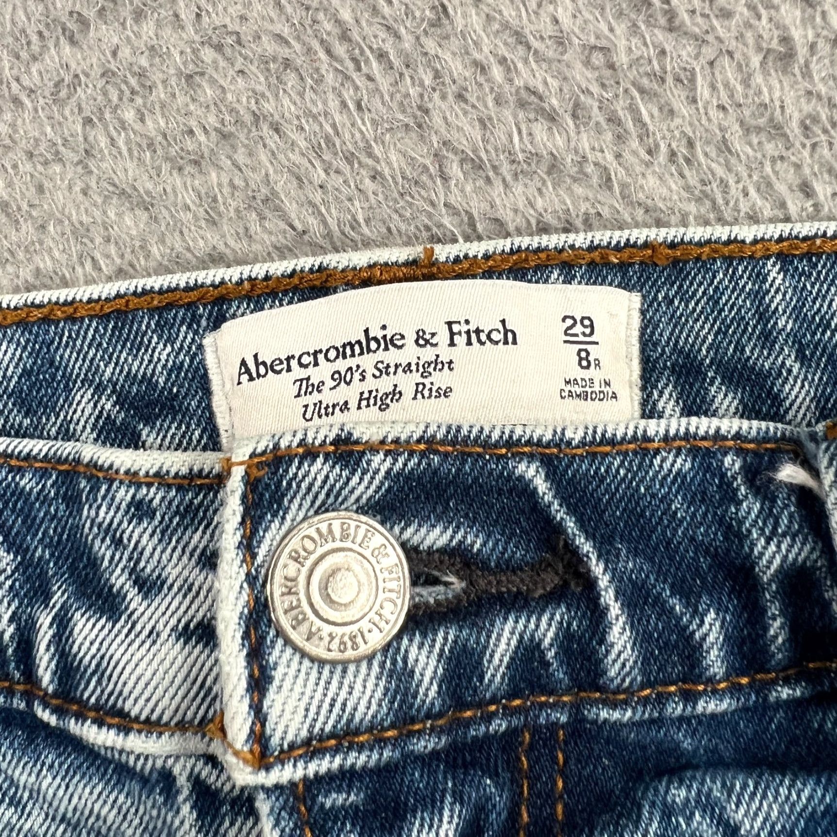Abercrombie & Fitch Abercrombie & Fitch Jeans 90s Straight High Rise 29/8 Denim Light Wash Women Regular 5-Pocket Blue Cotton Denim Jeans Size 30" / US 8 / IT 44 - 7 Thumbnail