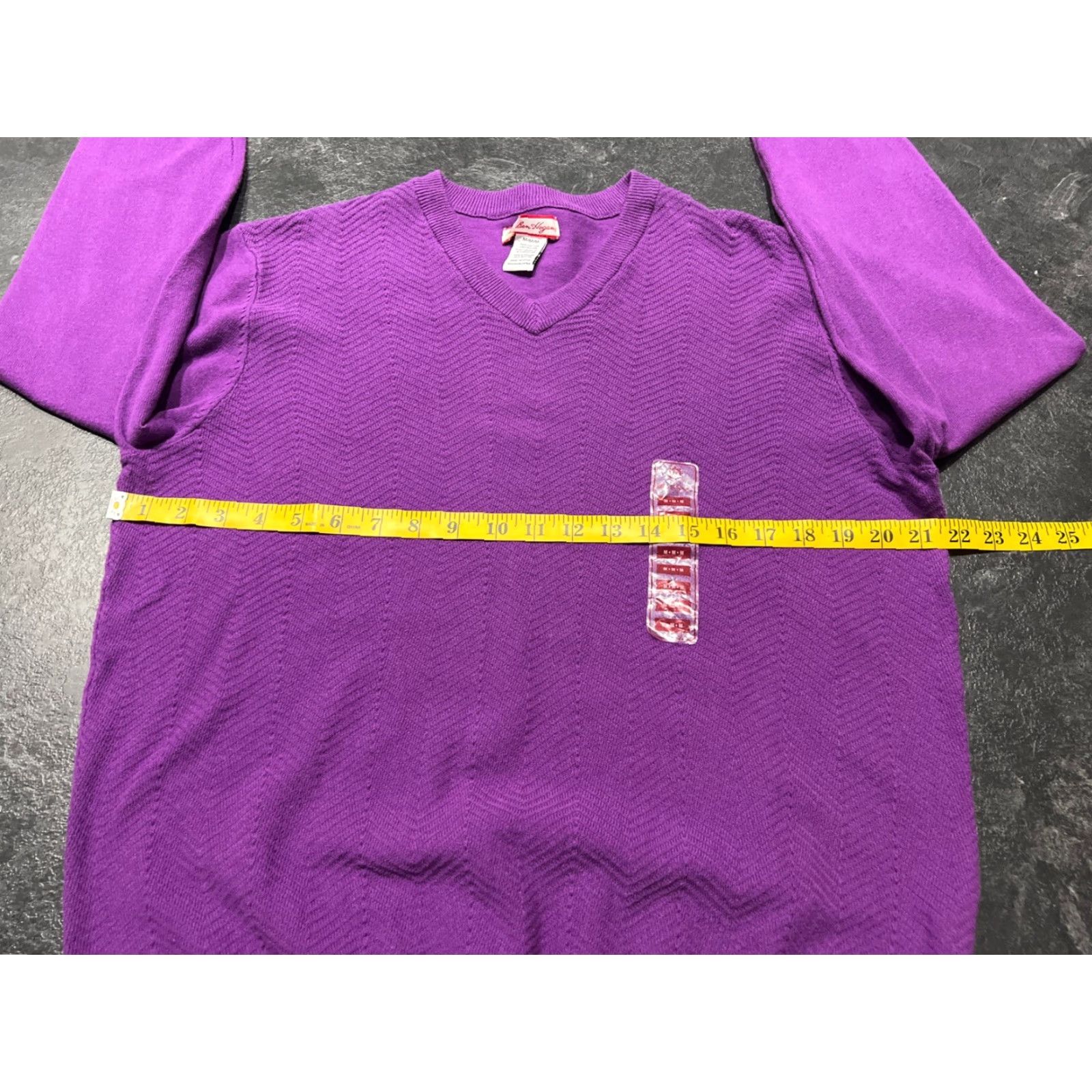 Hogan VINTAGE Ben Hogan Mens Sweater Pullover V-Neck Purple M Knit Chevron All Seasons Golf Mens Size US M / EU 48-50 / 2 - 6 Thumbnail