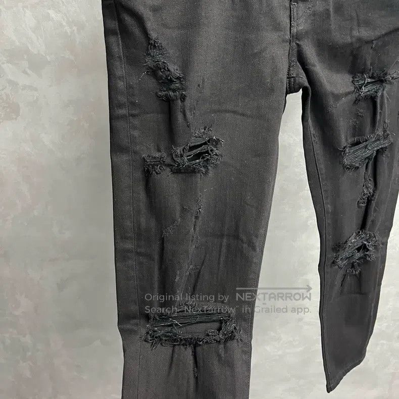 Amiri Amiri Black Solid Multi-Destroyed Design Patch Denim Pants Size US 32 / EU 48 - 2 Thumbnail