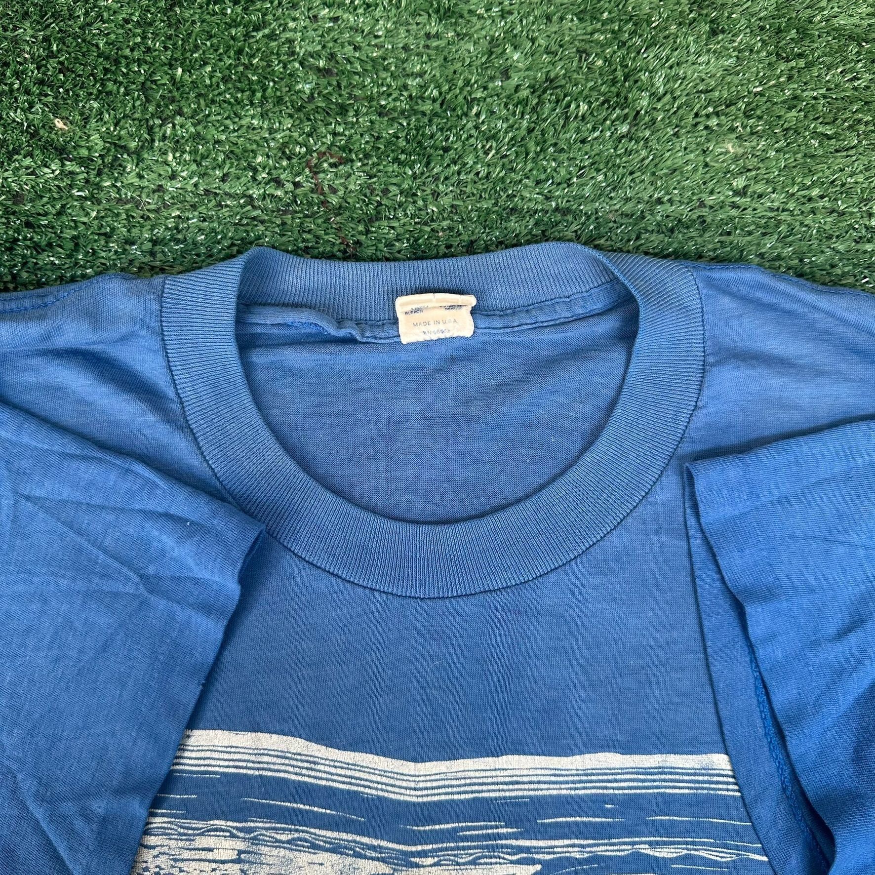 Vintage Vintage 80s Myrna Baez Boats Art T-Shirt Blue S/M Blue Singl Size US M / EU 48-50 / 2 - 5 Thumbnail