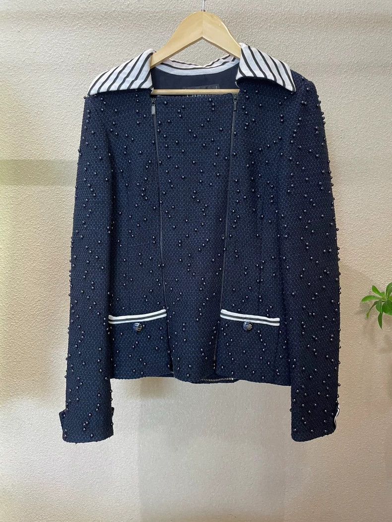 Chanel Chanel Dark blue double zipper beaded jacket Size XS / US 0-2 / IT 36-38 - 1 Thumbnail