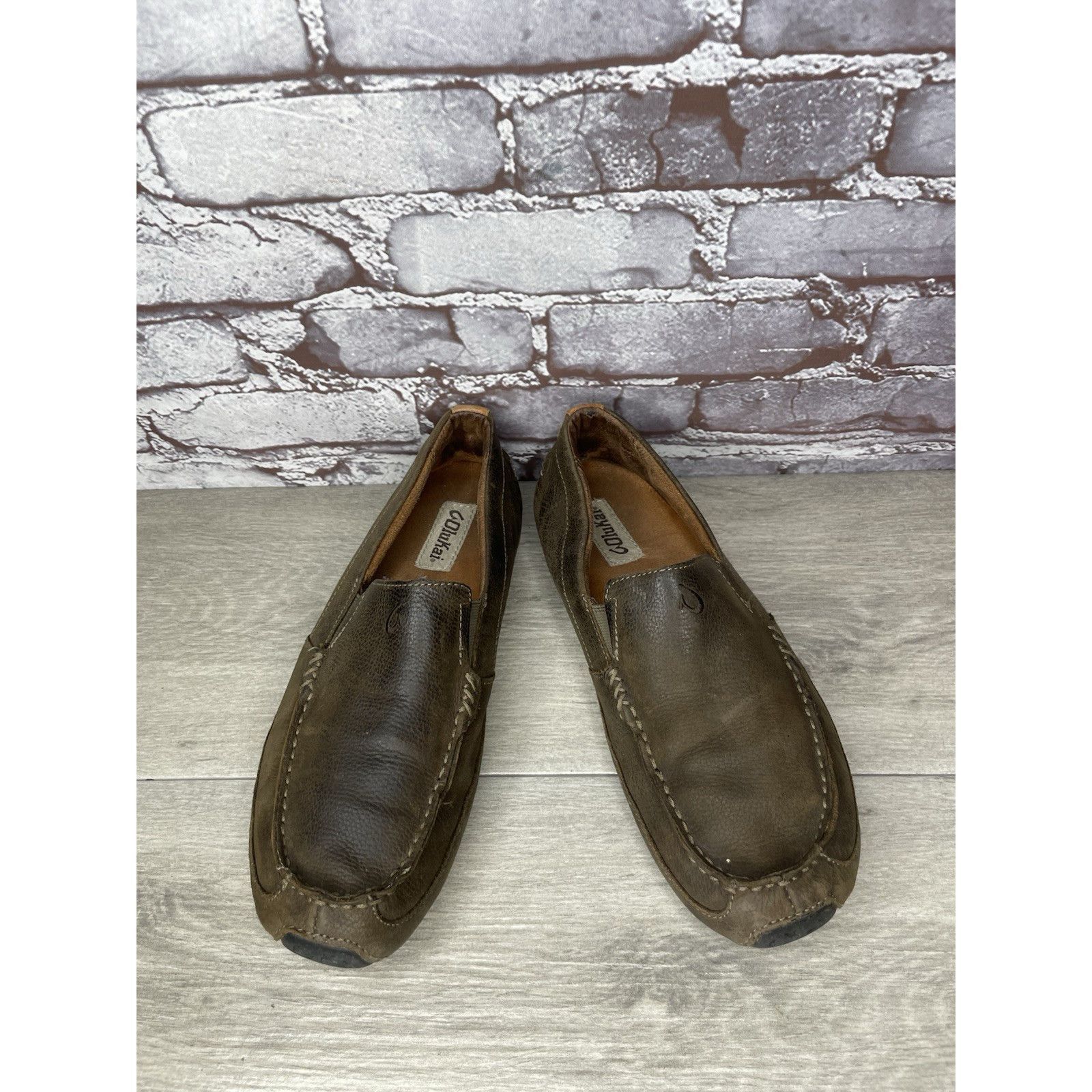 Olukai Olukai Akepa Moc Brown Leather Boat Slip On Moccasin Loafer Size US 9 / EU 42 - 3 Thumbnail