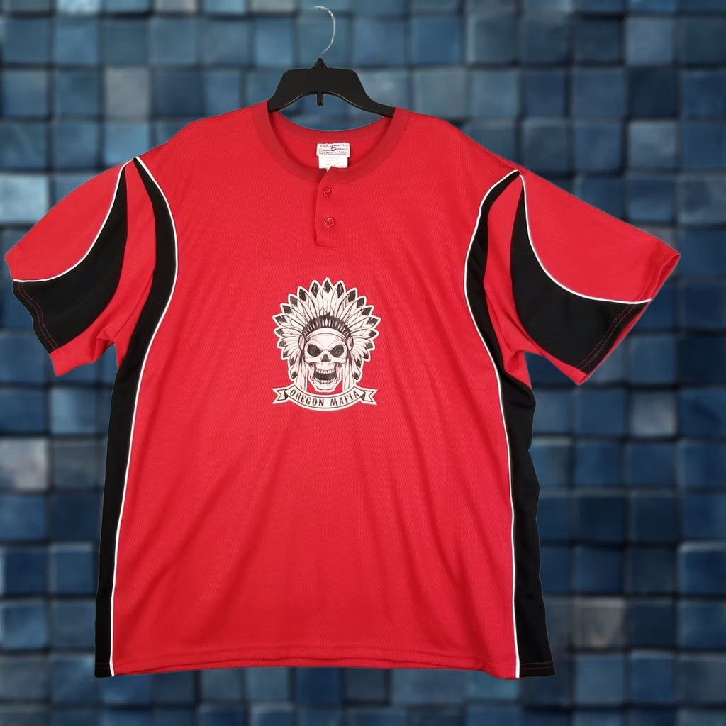 Vintage OREGON MAFIA BASEBALL JERSEY Men 2XL Shirt Red Vintage Skull Tribal 69 XXL Baseball Jersey Shirt Mens Size US XXL / EU 58 / 5 - 1 Thumbnail