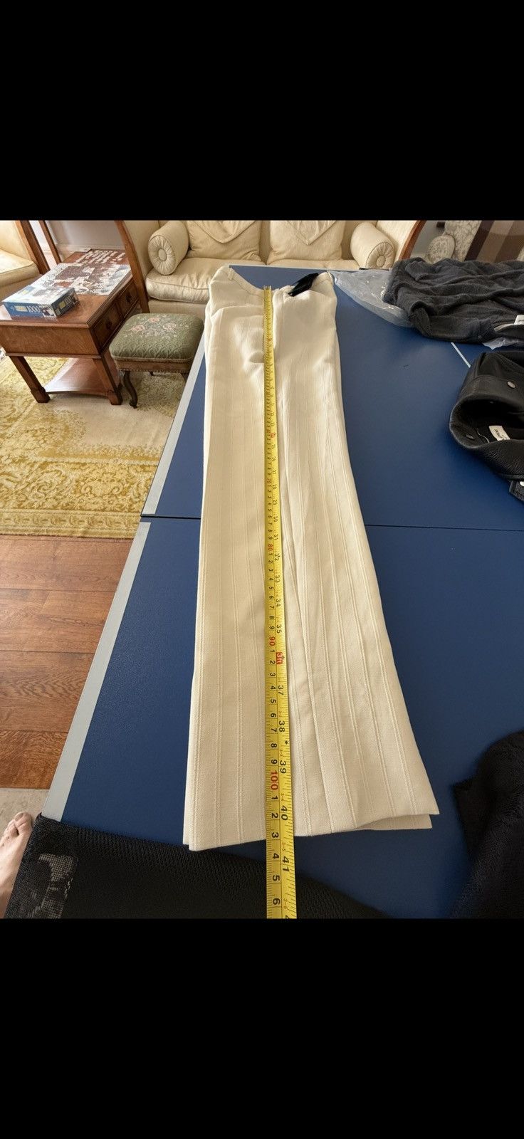 Saint Laurent Paris $1.35k SS22 Saint Laurent ivory pinstripe suit tuxedo pants Size 38L - 15 Thumbnail