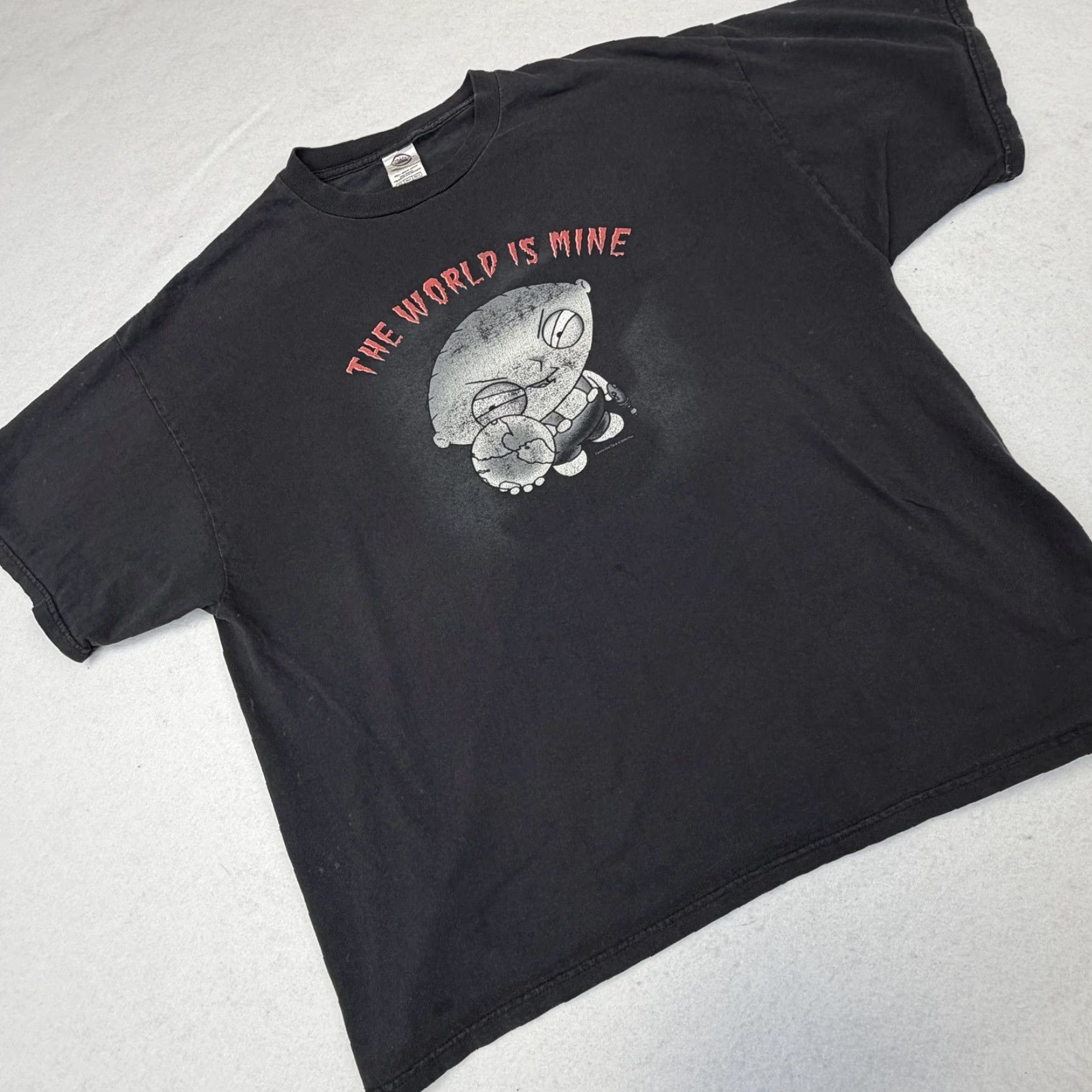 Delta VINTAGE Family Guy Stewie Shirt Mens 2XL Black Graphic The World Is Mine 2000s Size US XXL / EU 58 / 5 - 2 Thumbnail