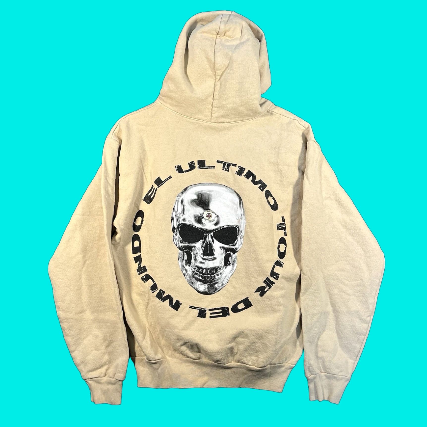 Vintage Bad Bunny El Ultimo Tour Del Mundo Unisex Hoodie Adult Medium Skull Merch Beige Size US M / EU 48-50 / 2 - 1 Thumbnail