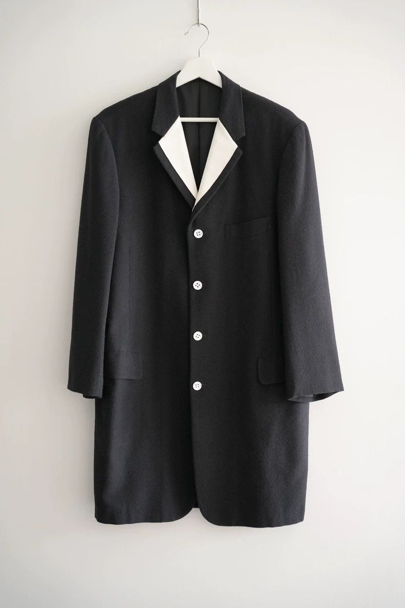 Yohji Yamamoto Yohji Yamamoto 97aw White Button Silk Collar Patchwork Coat Size US M / EU 48-50 / 2 - 1 Thumbnail