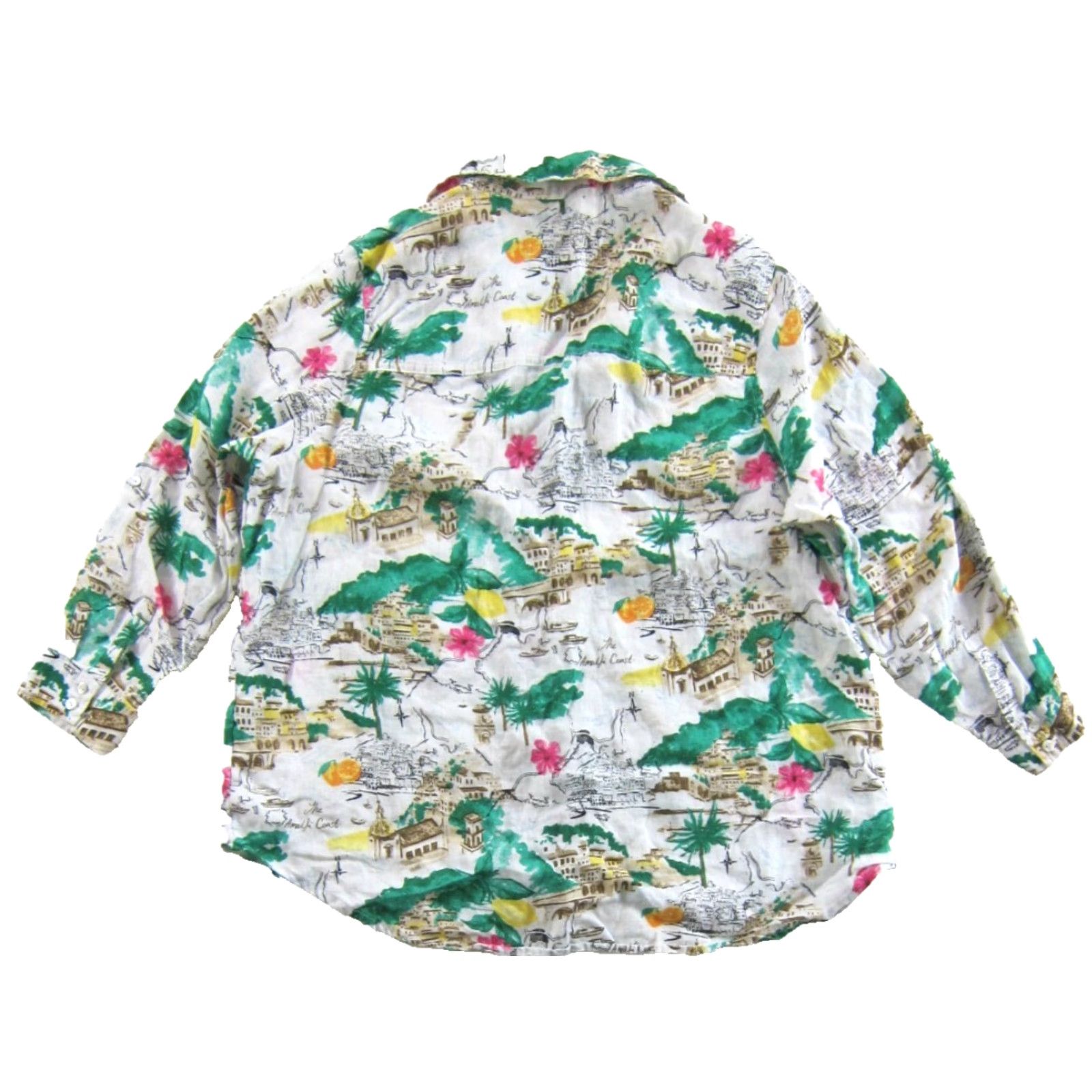 Cynthia Rowley Cynthia Rowley Blouse Shirt 1X Green Amalfi Coast 100% Linen Long Sleeve Size XL / US 12-14 / IT 48-50 - 2 Thumbnail
