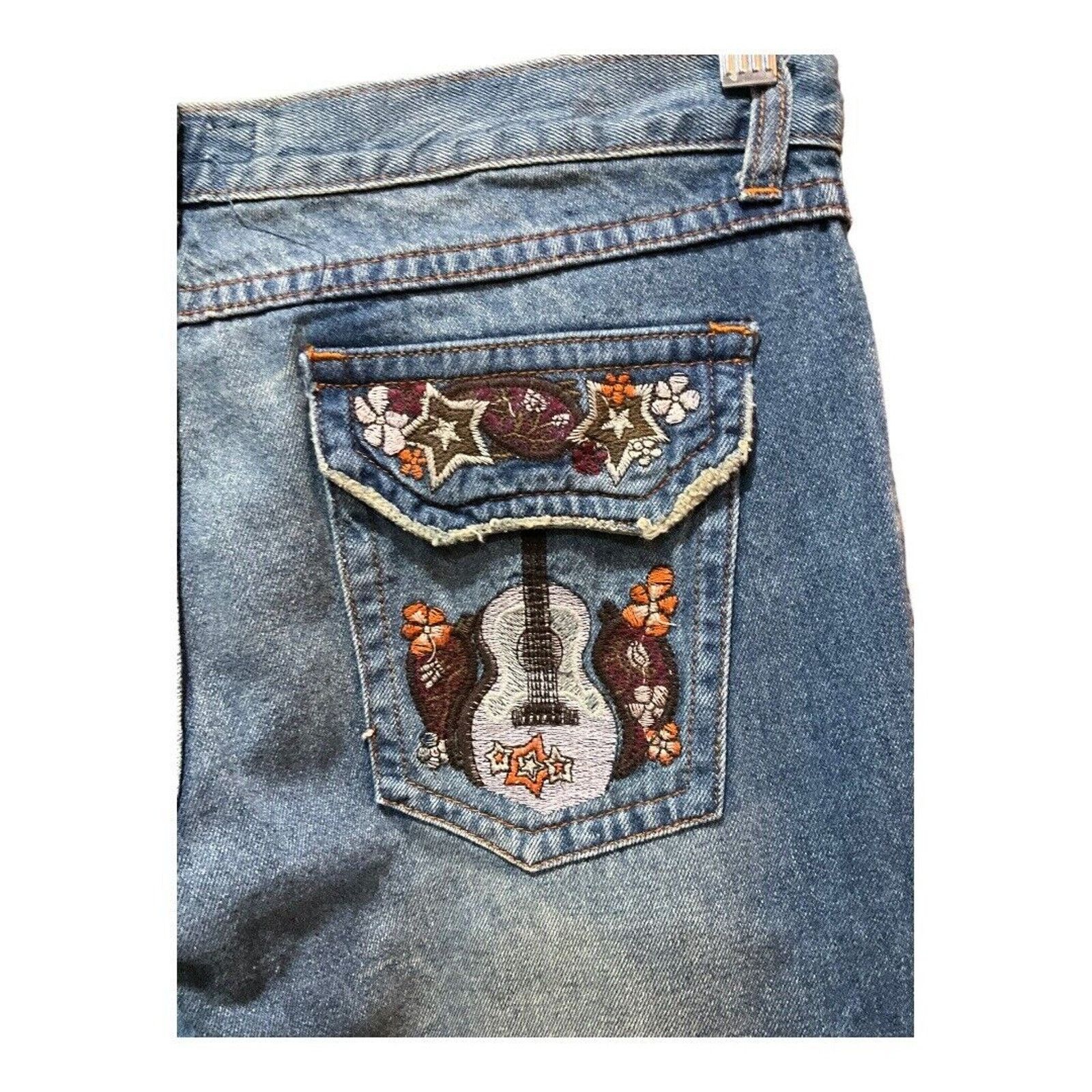 Other Y2K Jeans Women 28 Blue Boot Cut Guitar 100% Cotton Size 28" / US 6 / IT 42 - 4 Thumbnail