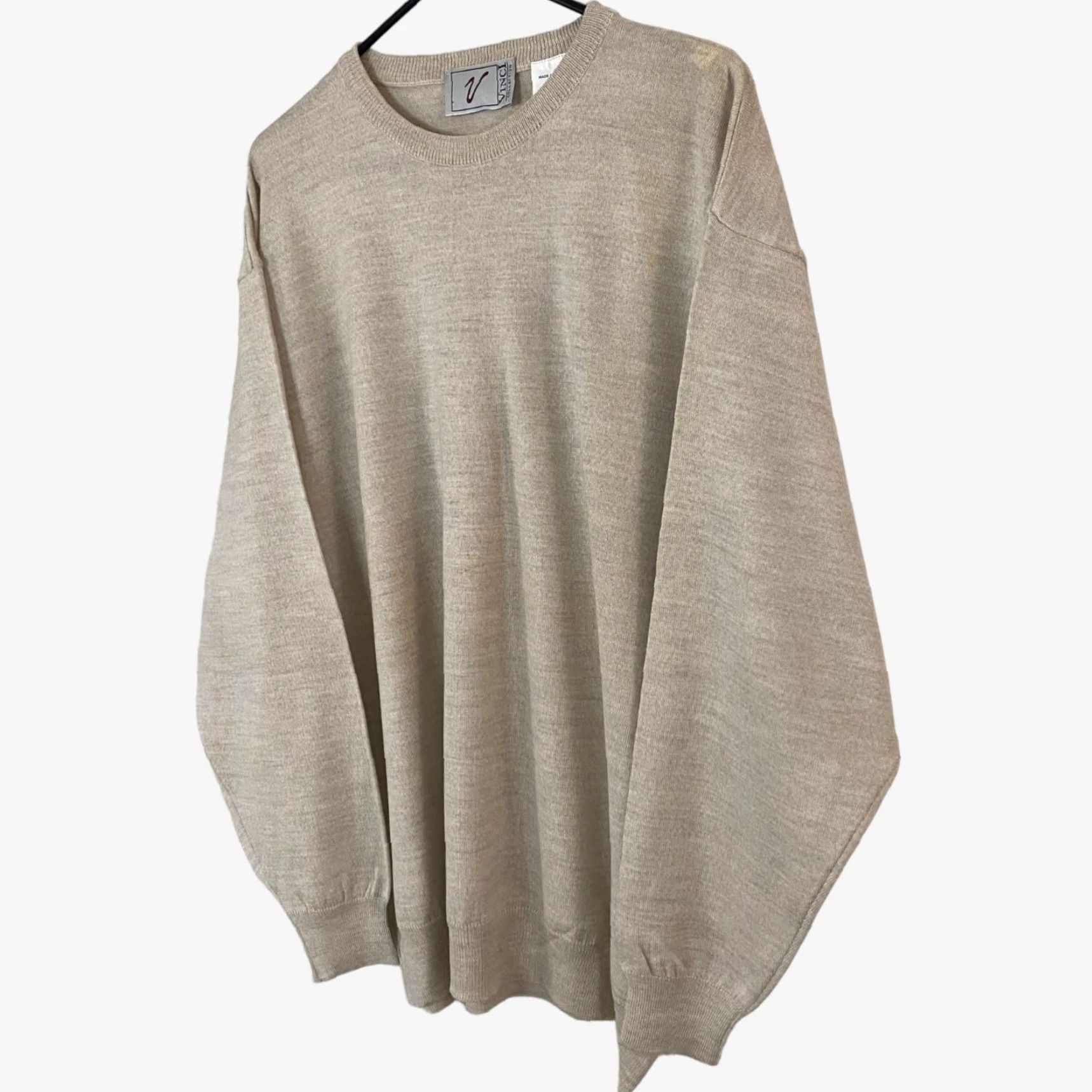 Vintage VINTAGE Vinci Collection Italian Wool Sweater Pullover Beige Men XXL Crewneck Knit 100% Wool Autumn Winter 2XL Mens Size US XXL / EU 58 / 5 - 2 Thumbnail