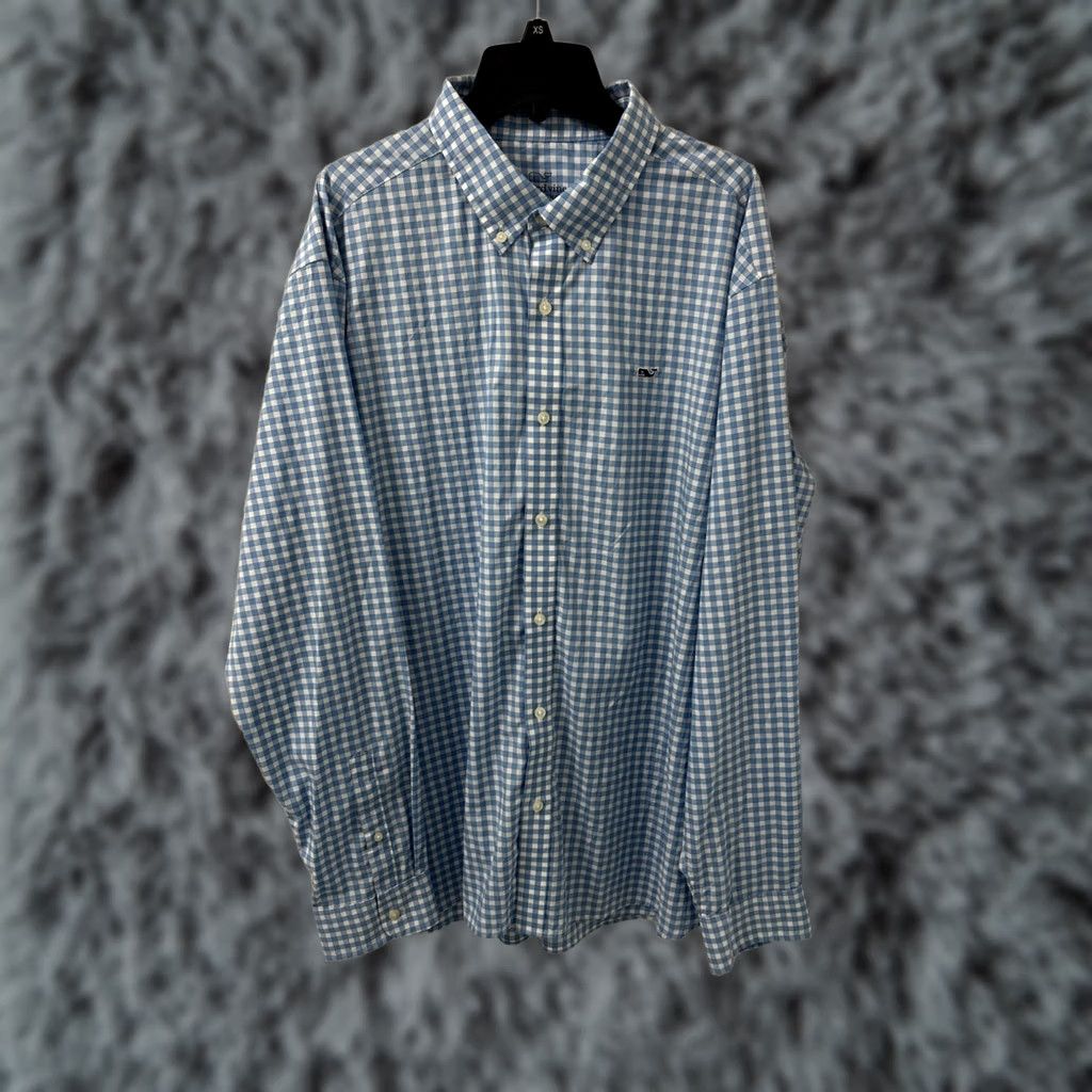 Vineyard Vines Vineyard Vines Performance Whale Shirt Mens XL Blue Plaid Button-Down Long Sleeve Classic Fit Size US XL / EU 56 / 4 - 1 Thumbnail