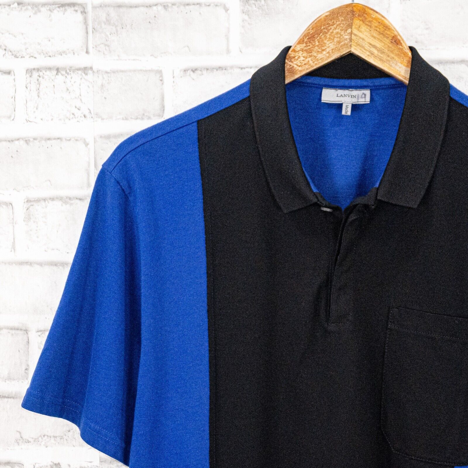 Lanvin LANVIN Paris Short Sleeve Colorblock Polo Shirt Blue Black Size US L / EU 52-54 / 3 - 4 Thumbnail