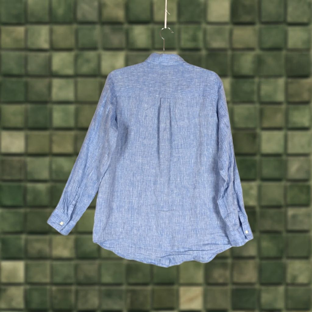 Gap Gap Women’s Blue Linen Button-Up Shirt M Casual Beach Nautical Dressy Everyday Shirt Size M / US 6-8 / IT 42-44 - 1 Thumbnail