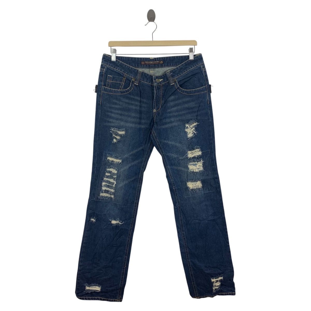 Japanese Brand HERITAGE STONE Distressed blue jeans Size US 34 / EU 50 - 1 Thumbnail