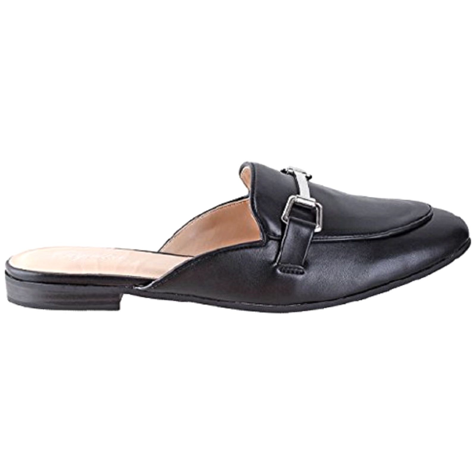 Vintage Panprika Women's Slip On Loafers Open Backless Closed Toe PU Black 6, Flat Heel, Closed Toe, Slip On Shoes, Size 6 Womens Size US 6 / IT 36 - 2 Thumbnail