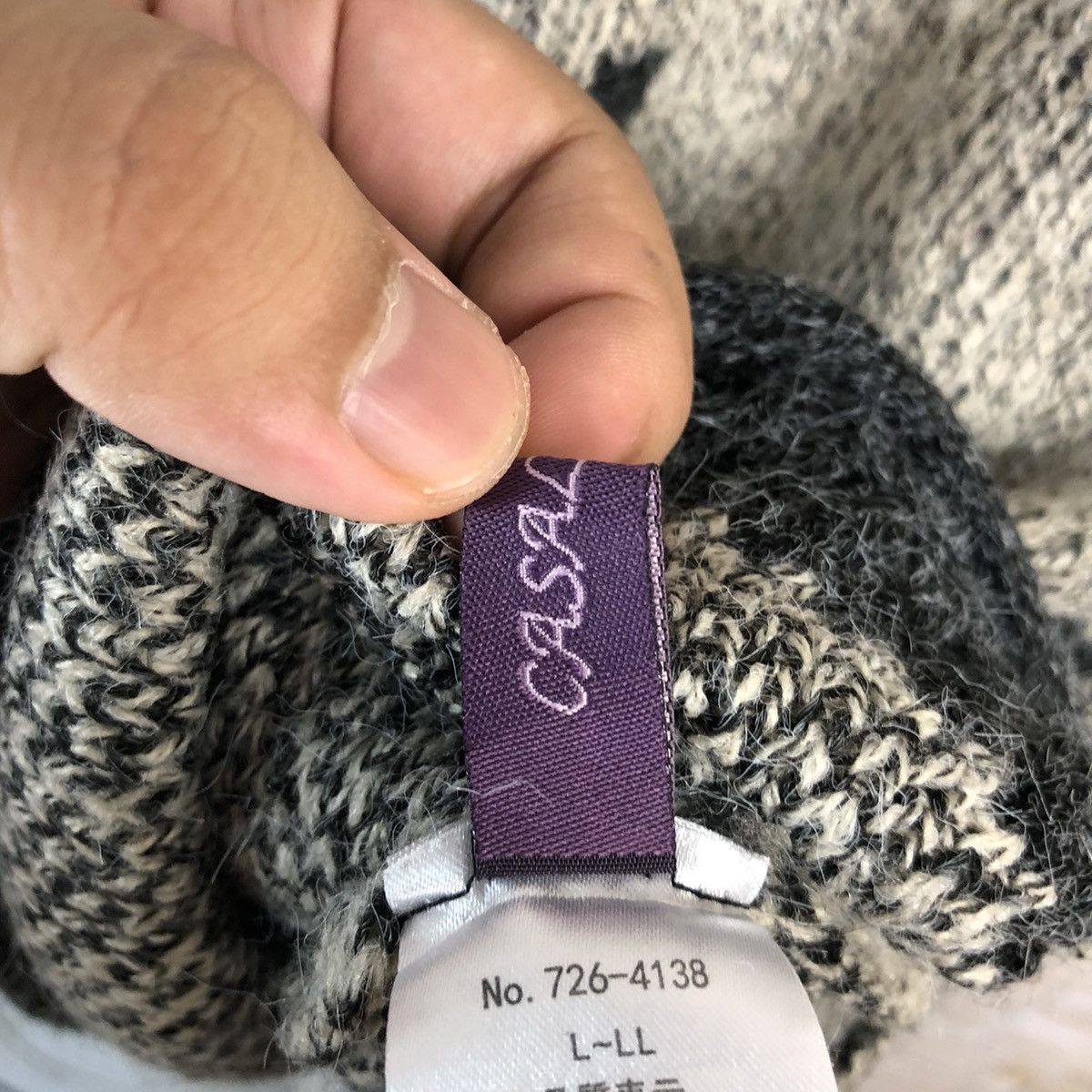 Homespun Knitwear × Japanese Brand Casalinga cat design Grey Knitwear #A1221 Size L / US 10 / IT 46 - 11 Thumbnail