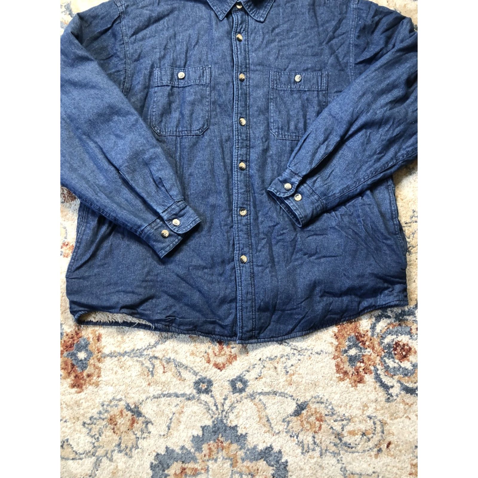 Wrangler VINTAGE Wrangler Jacket Mens XL Blue Sherpa Lined Denim Button Up Western Workwear Cozy Size US XL / EU 56 / 4 - 5 Thumbnail