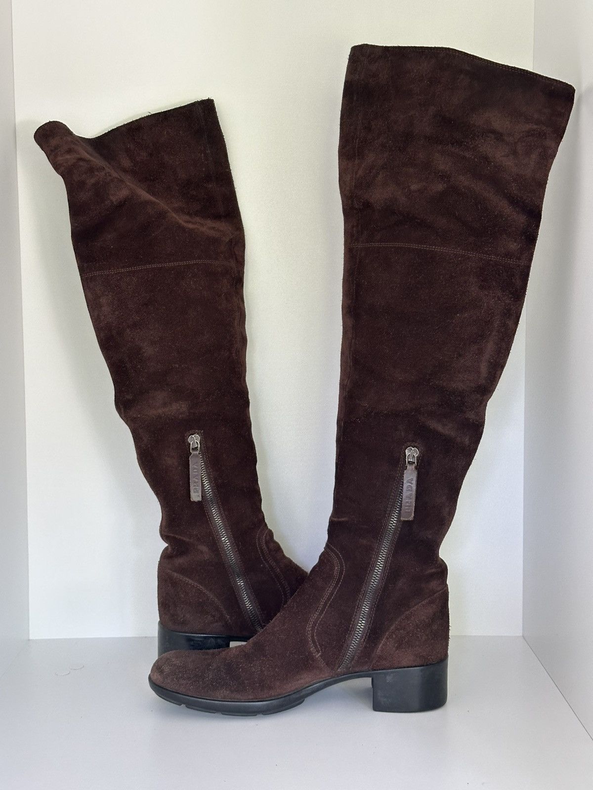 Designer × Prada Prada over the knee boots with dustbag Size US 7 / IT 37 - 7 Thumbnail