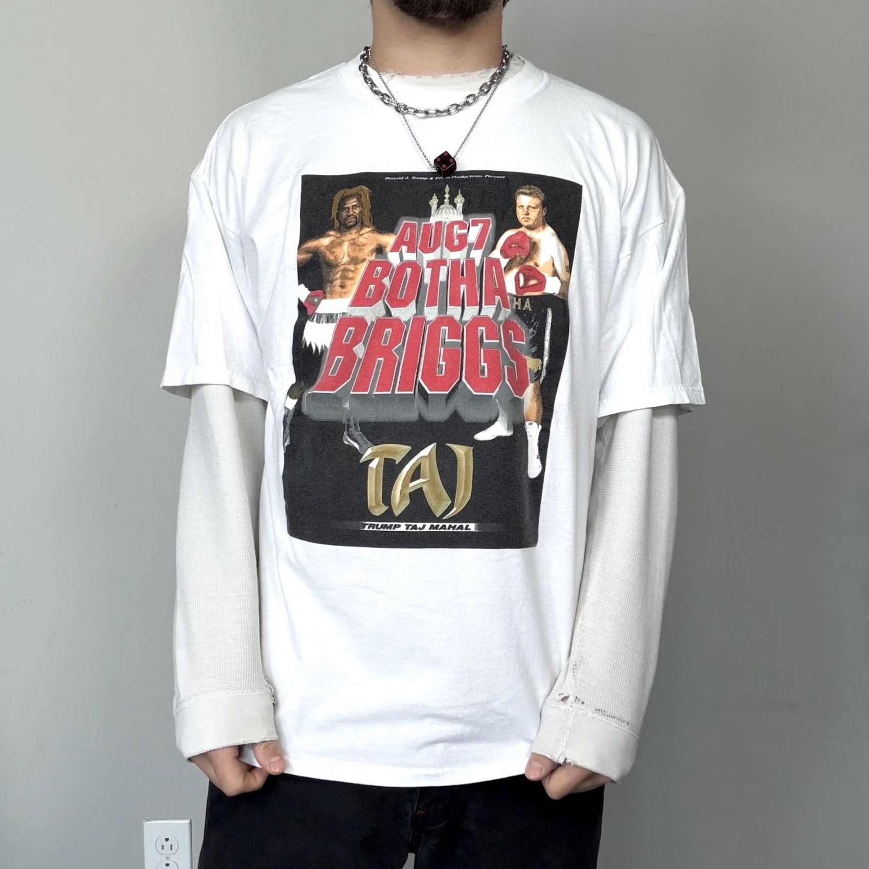 Gildan VINTAGE Botha Shanon Briggs Boxing Graphic Shirt XL White 90s Taj Mahal Tee Size US XL / EU 56 / 4 - 2 Thumbnail