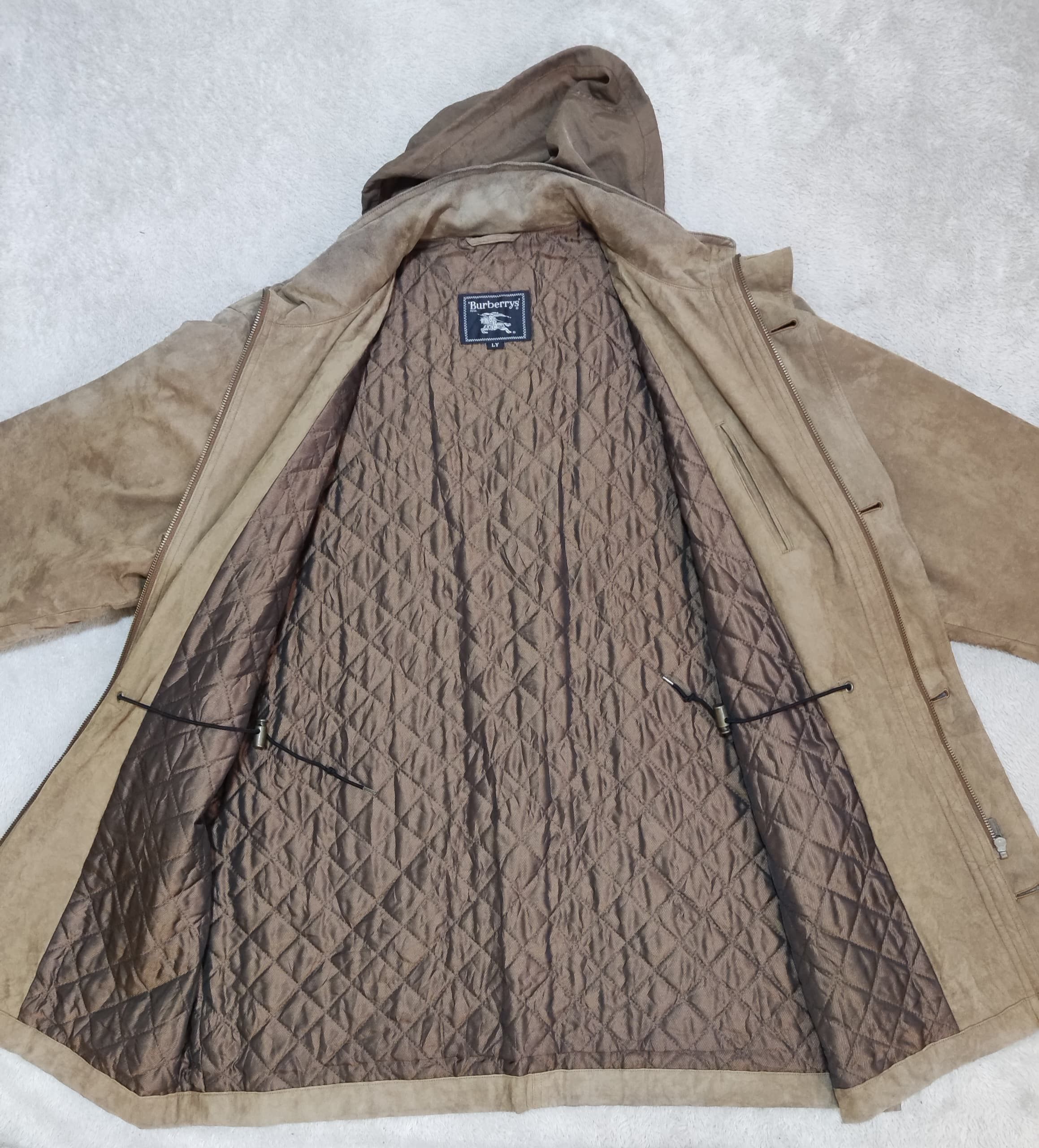 Burberry × Gosha Rubchinskiy Vintage 90s Burberrys Hooded Jacket Quilted Tan Japan Label Size US XL / EU 56 / 4 - 15 Thumbnail