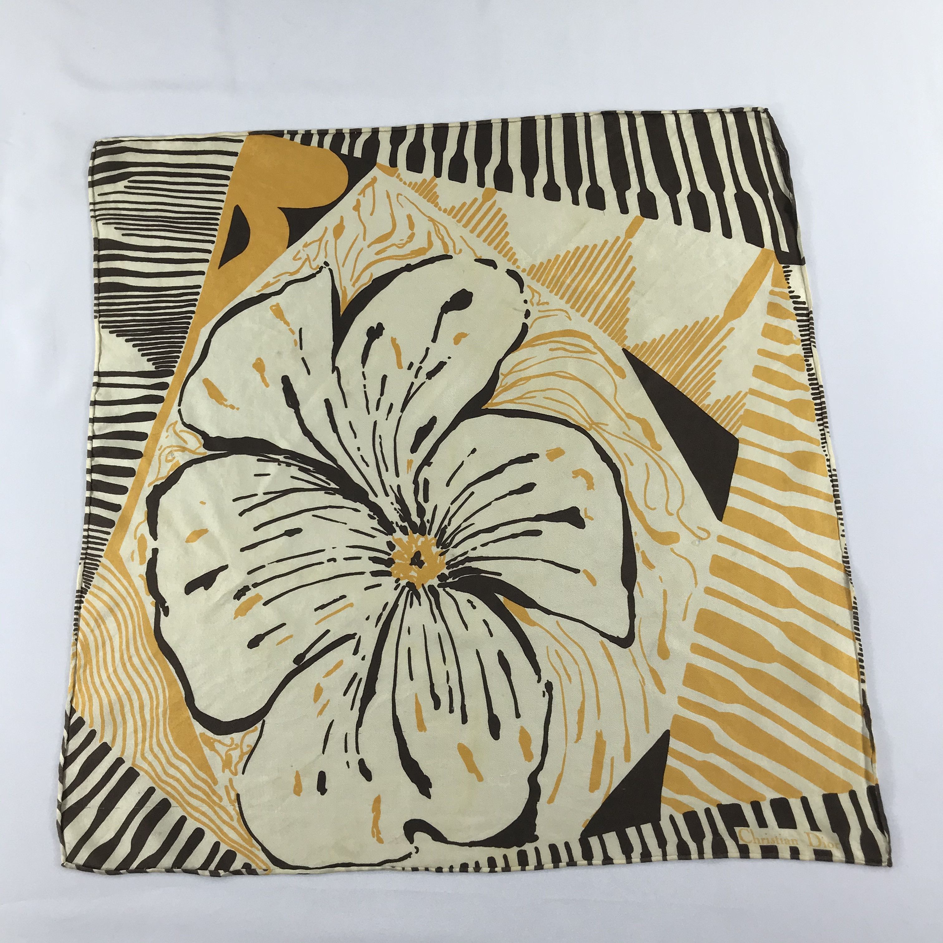 Vintage Christian Dior Floral Silk Scarf M10 Size ONE SIZE - 2 Thumbnail