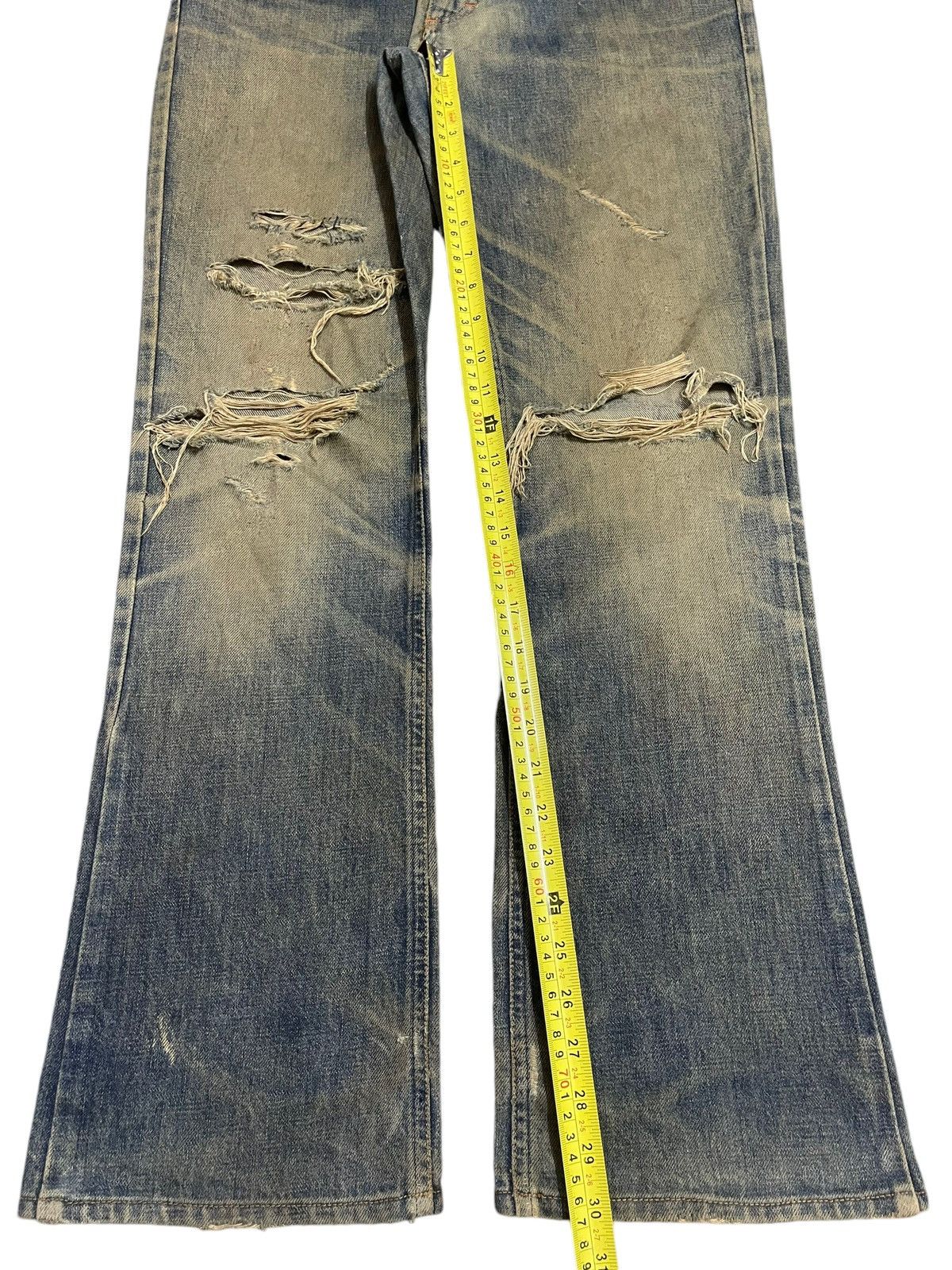W&LT Vintage W&LT Kiss The Future Mud Wash Distress Bootcut Jeans Size US 32 / EU 48 - 16 Thumbnail