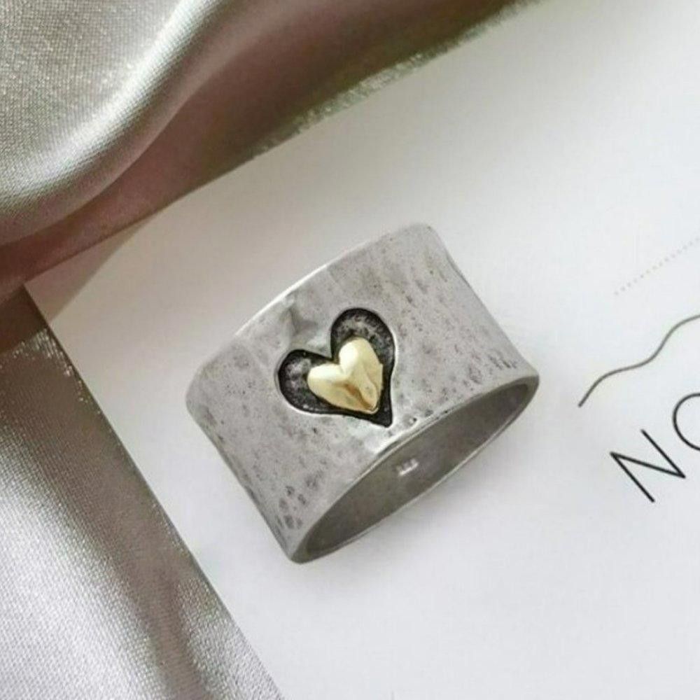 Designer Sterling Silver Creative Double Heart Shaped Ring - Size 8 Size ONE SIZE - 9 Thumbnail